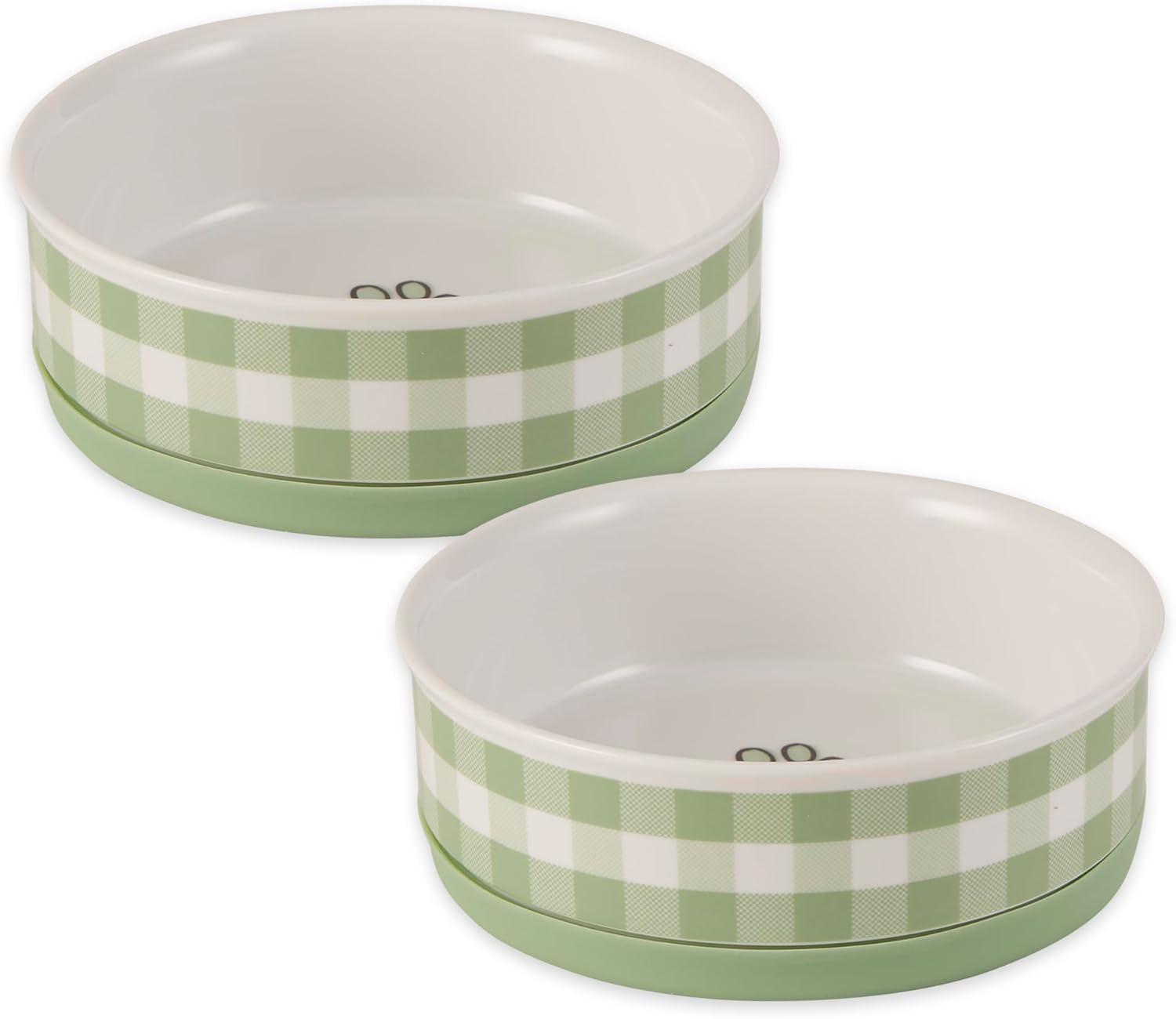 imageBone Dry Ceramic Food ampamp Water Bowls for Pets NonSlip for Secure Less Messy Feeding Microwave ampamp Dishwasher Safe Single Dish Large 75x24quot Red White ampamp BlueDesert Sage Petite Check