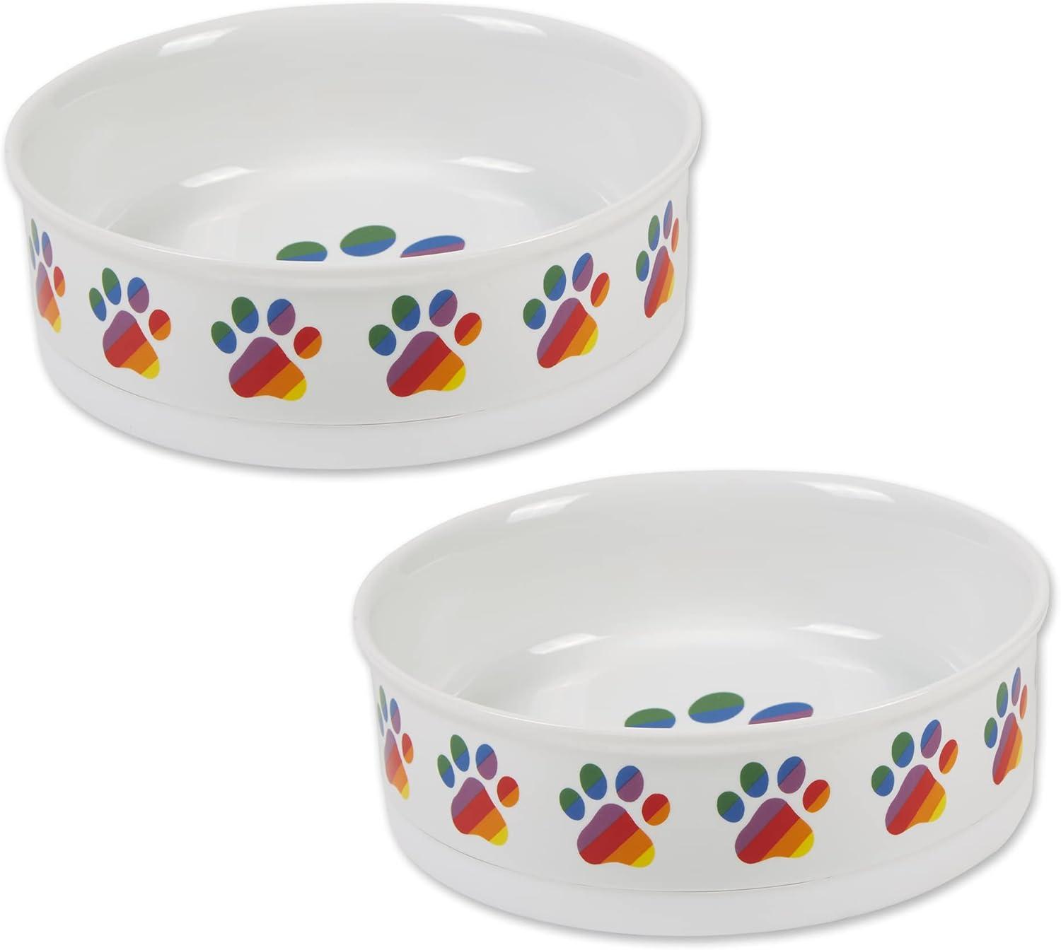 imageBone Dry Ceramic Food ampamp Water Bowls for Pets NonSlip for Secure Less Messy Feeding Microwave ampamp Dishwasher Safe Single Dish Large 75x24quot Red White ampamp BlueRainbow Paw