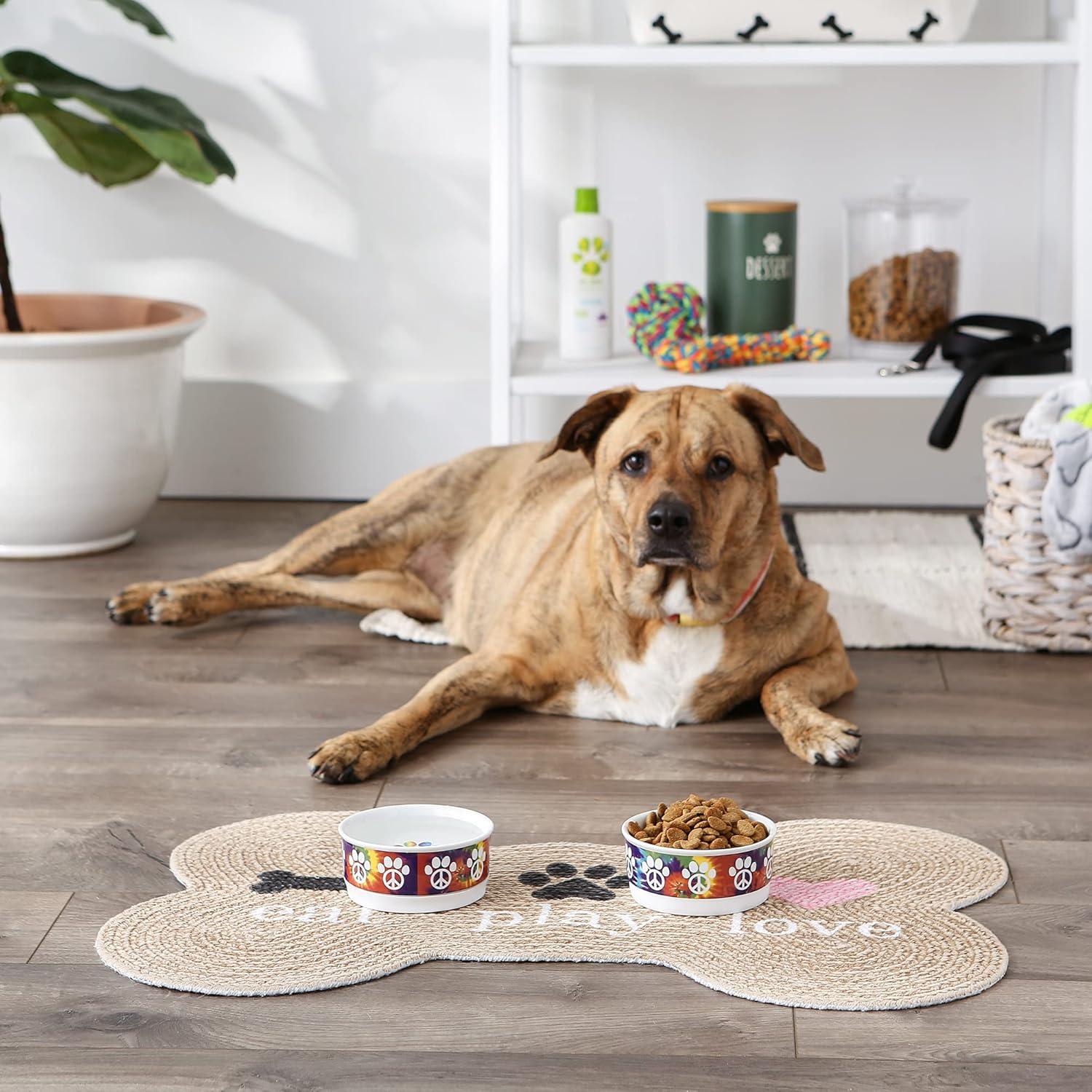 imageBone Dry Ceramic Food ampamp Water Bowls for Pets NonSlip for Secure Less Messy Feeding Microwave ampamp Dishwasher Safe Single Dish Large 75x24quot Red White ampamp BluePeace Paw