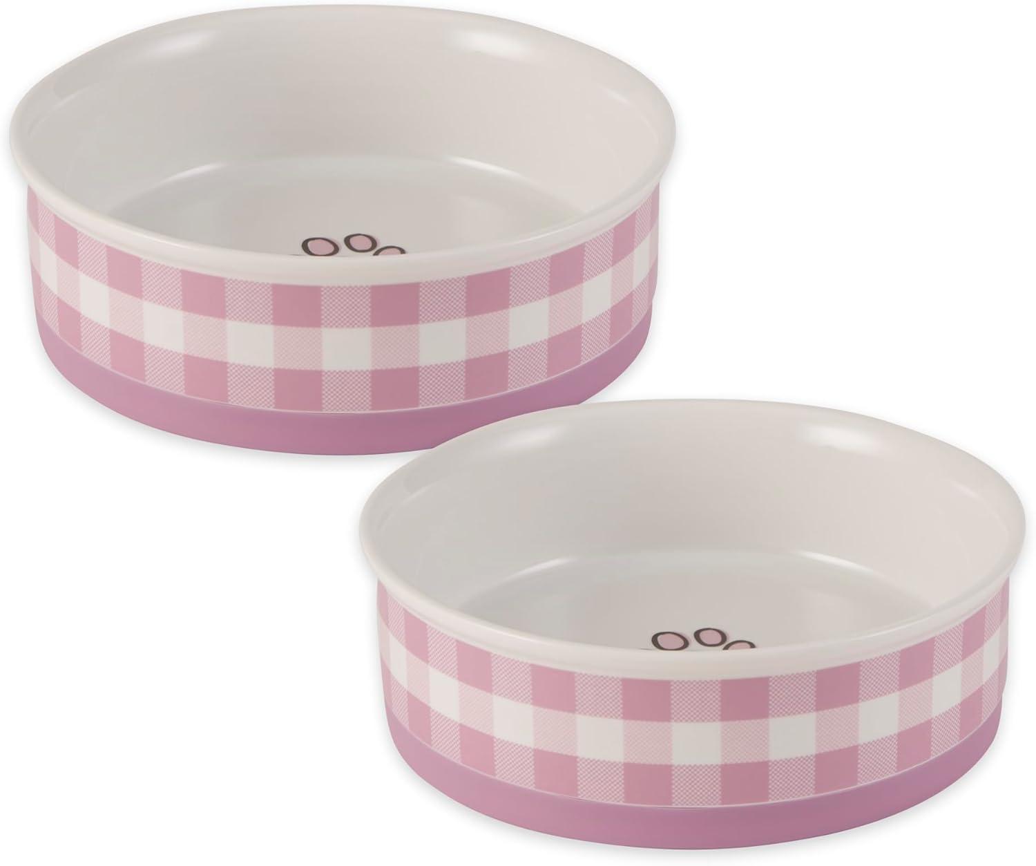 imageBone Dry Ceramic Food ampamp Water Bowls for Pets NonSlip for Secure Less Messy Feeding Microwave ampamp Dishwasher Safe Single Dish Large 75x24quot Red White ampamp BluePansy Petite Check