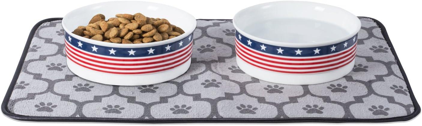imageBone Dry Ceramic Food ampamp Water Bowls for Pets NonSlip for Secure Less Messy Feeding Microwave ampamp Dishwasher Safe Single Dish Large 75x24quot Red White ampamp BlueStars  Stripes