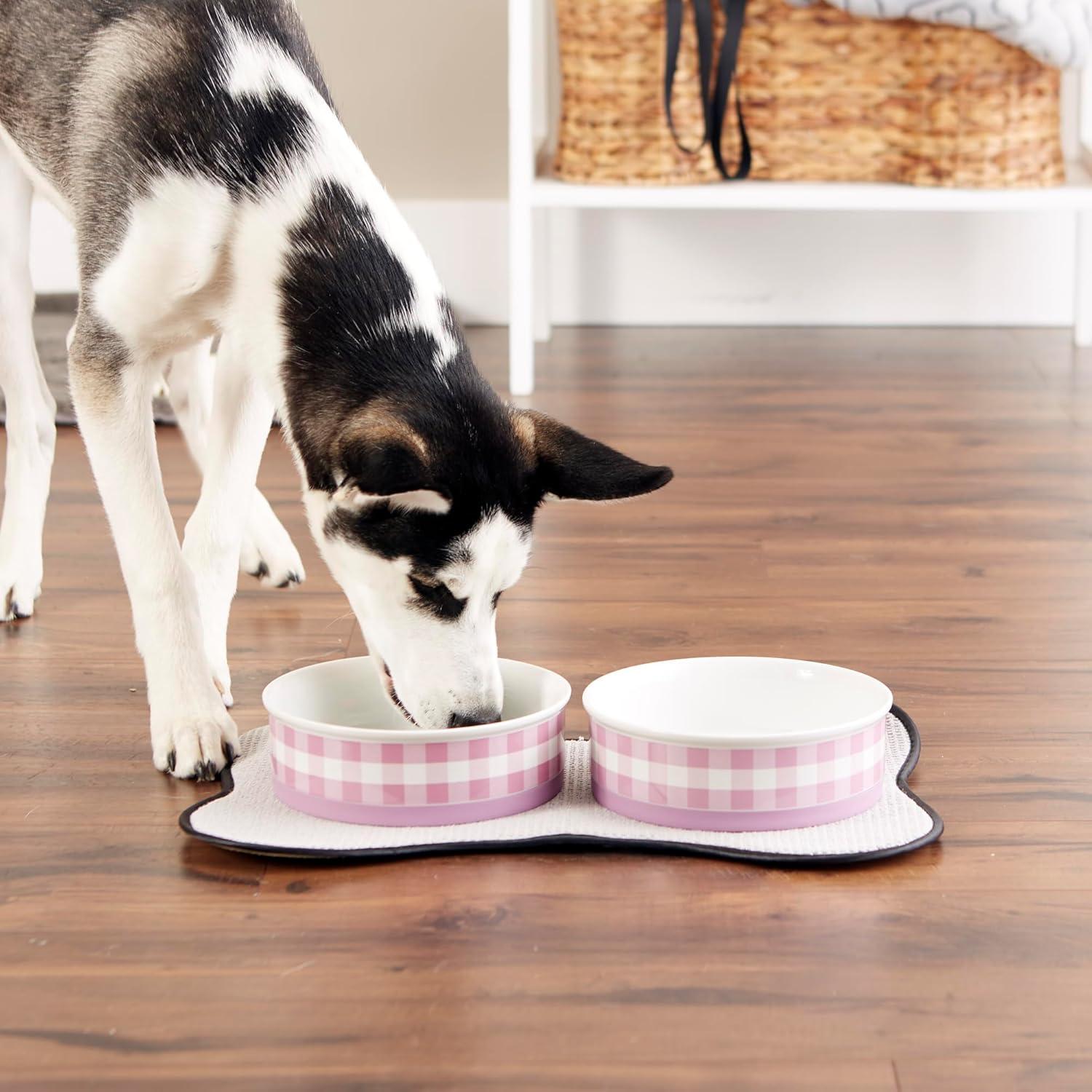 imageBone Dry Ceramic Food ampamp Water Bowls for Pets NonSlip for Secure Less Messy Feeding Microwave ampamp Dishwasher Safe Single Dish Large 75x24quot Red White ampamp BluePansy Petite Check