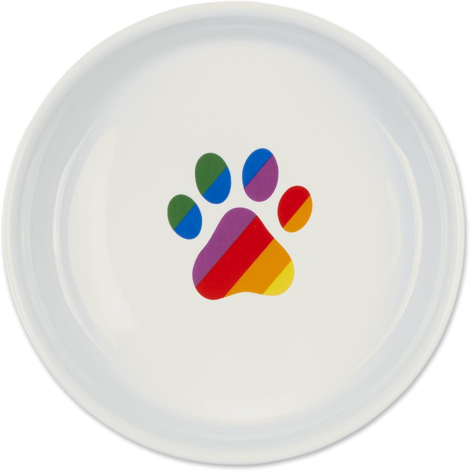 imageBone Dry Ceramic Food ampamp Water Bowls for Pets NonSlip for Secure Less Messy Feeding Microwave ampamp Dishwasher Safe Single Dish Large 75x24quot Red White ampamp BlueRainbow Paw