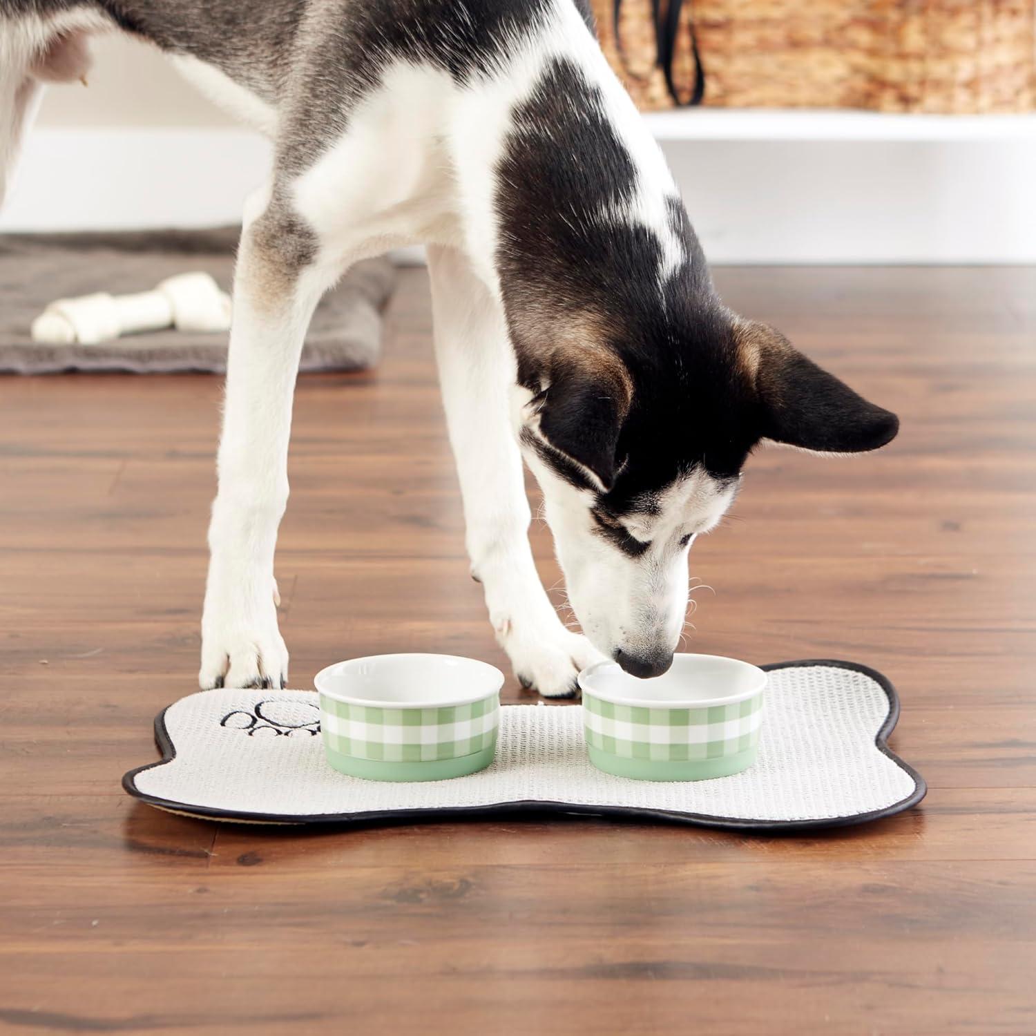 imageBone Dry Ceramic Food ampamp Water Bowls for Pets NonSlip for Secure Less Messy Feeding Microwave ampamp Dishwasher Safe Single Dish Large 75x24quot Red White ampamp BlueDesert Sage Petite Check