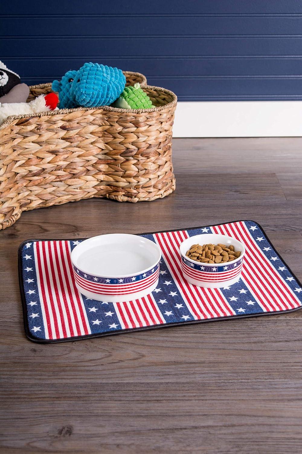 imageBone Dry Ceramic Food ampamp Water Bowls for Pets NonSlip for Secure Less Messy Feeding Microwave ampamp Dishwasher Safe Single Dish Large 75x24quot Red White ampamp BlueStars  Stripes