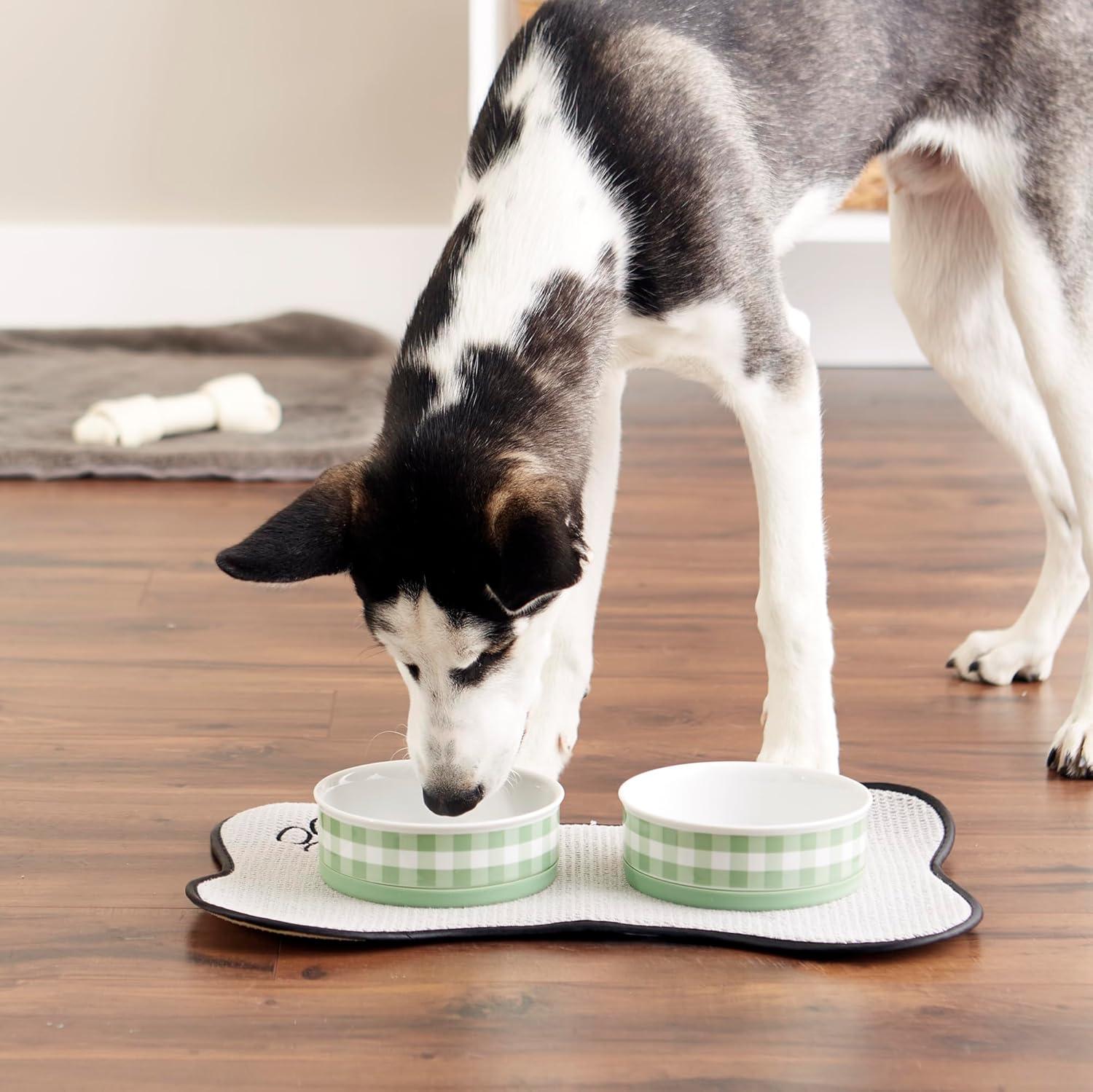 imageBone Dry Ceramic Food ampamp Water Bowls for Pets NonSlip for Secure Less Messy Feeding Microwave ampamp Dishwasher Safe Single Dish Large 75x24quot Red White ampamp BlueDesert Sage Petite Check