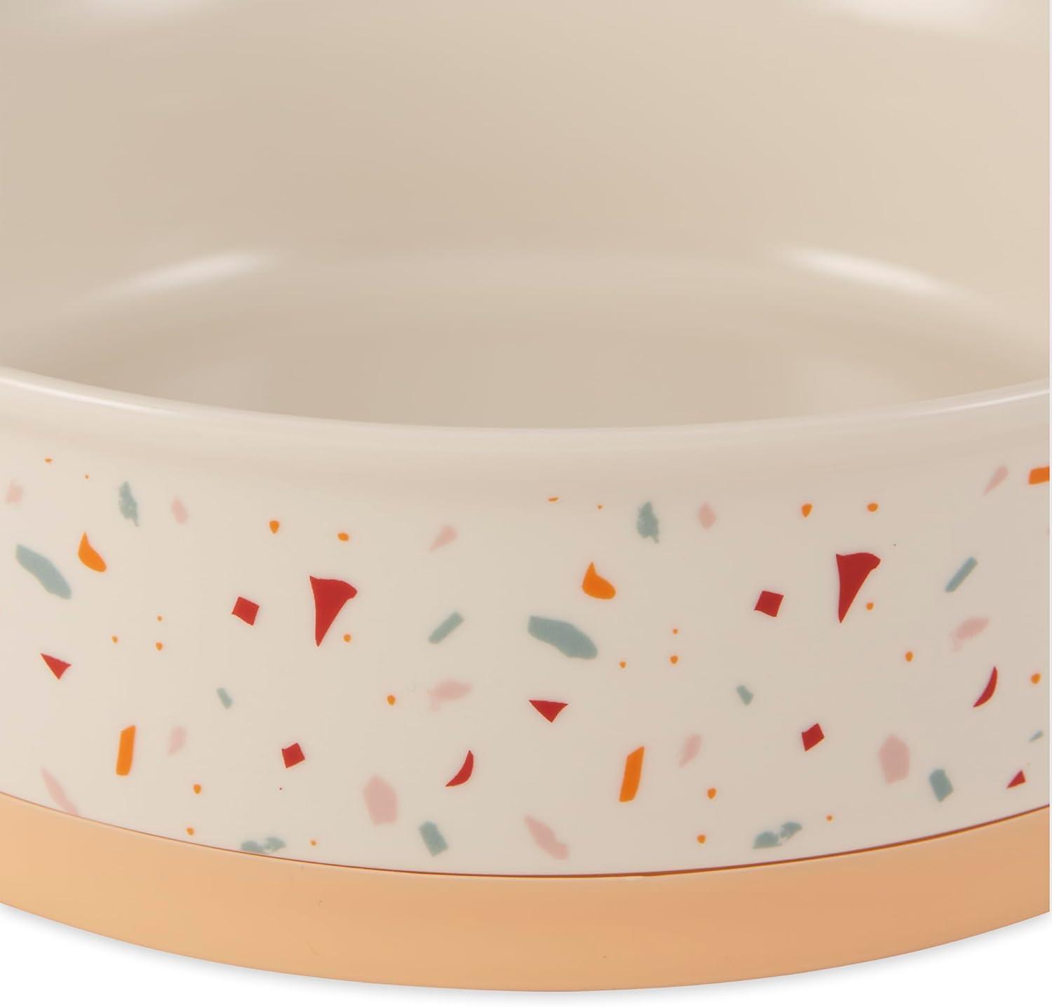 imageBone Dry Ceramic Food ampamp Water Bowls for Pets NonSlip for Secure Less Messy Feeding Microwave ampamp Dishwasher Safe Single Dish Large 75x24quot Red White ampamp BlueTerrazzo
