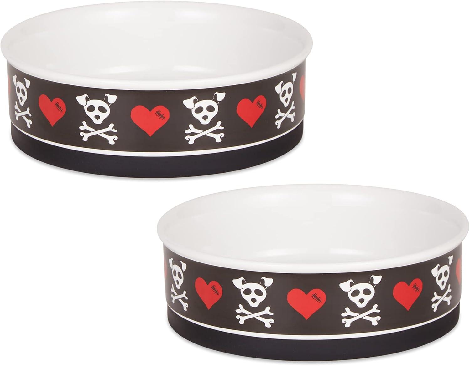 imageBone Dry Ceramic Food ampamp Water Bowls for Pets NonSlip for Secure Less Messy Feeding Microwave ampamp Dishwasher Safe Single Dish Large 75x24quot Red White ampamp BlueBad to the Bone