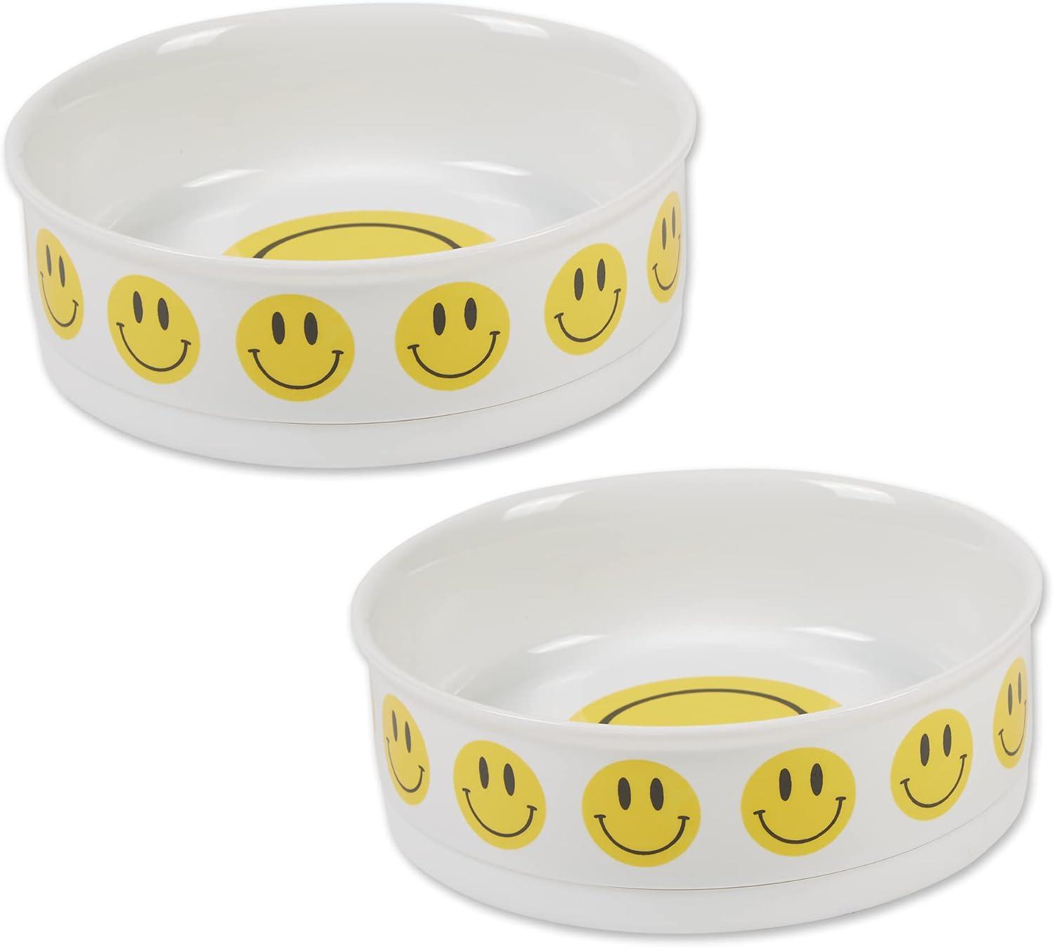 imageBone Dry Ceramic Food ampamp Water Bowls for Pets NonSlip for Secure Less Messy Feeding Microwave ampamp Dishwasher Safe Single Dish Large 75x24quot Red White ampamp BlueSmiley Face