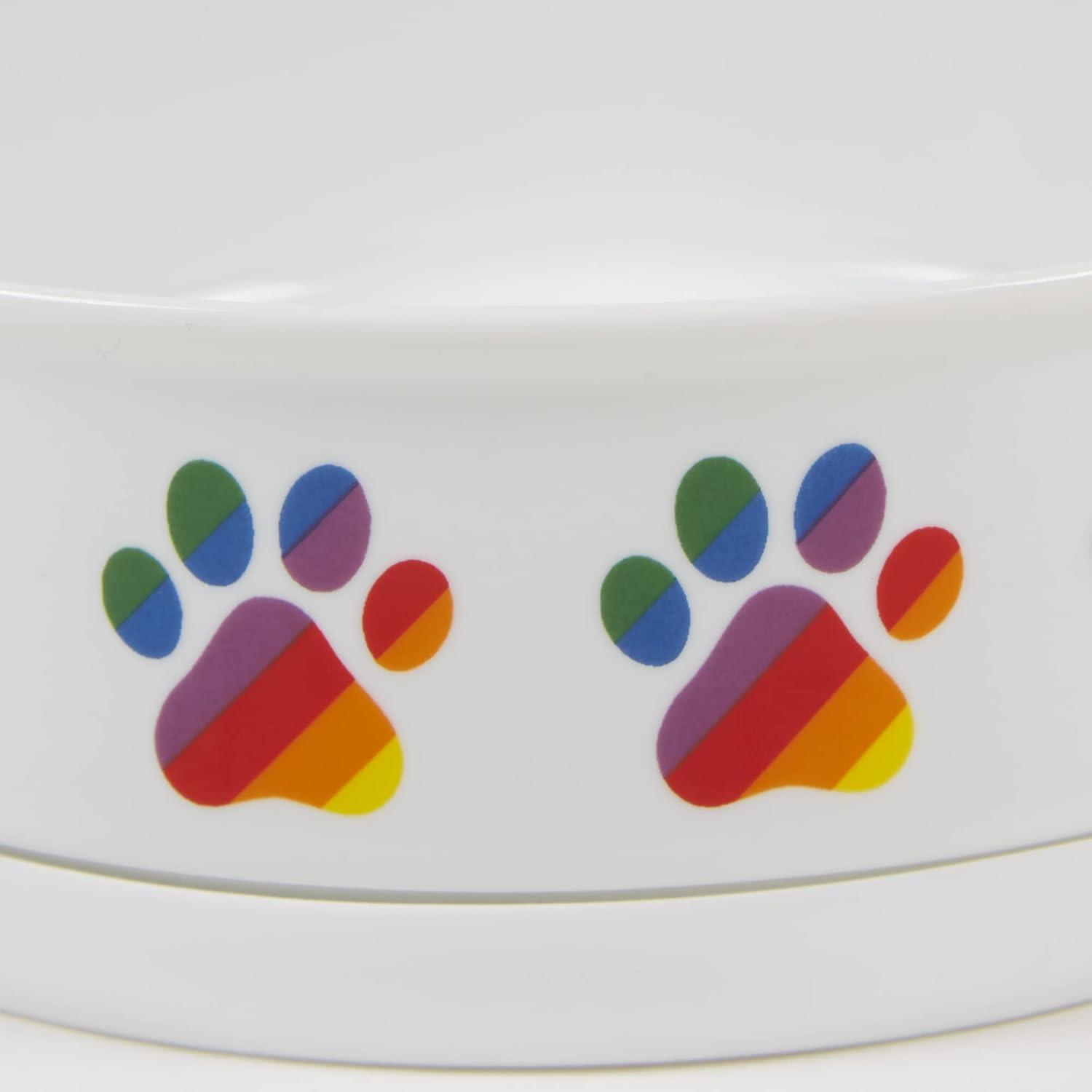 imageBone Dry Ceramic Food ampamp Water Bowls for Pets NonSlip for Secure Less Messy Feeding Microwave ampamp Dishwasher Safe Single Dish Large 75x24quot Red White ampamp BlueRainbow Paw