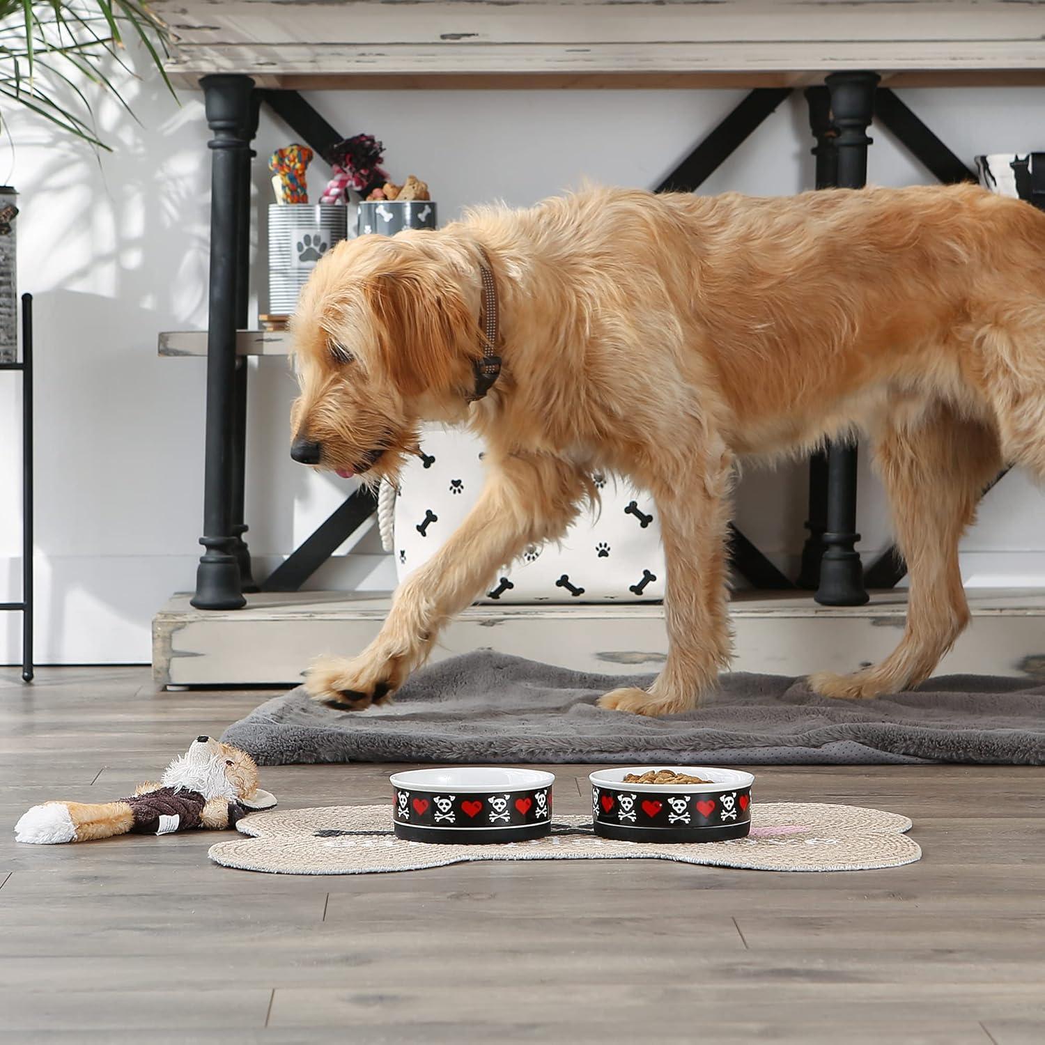 imageBone Dry Ceramic Food ampamp Water Bowls for Pets NonSlip for Secure Less Messy Feeding Microwave ampamp Dishwasher Safe Single Dish Large 75x24quot Red White ampamp BlueBad to the Bone
