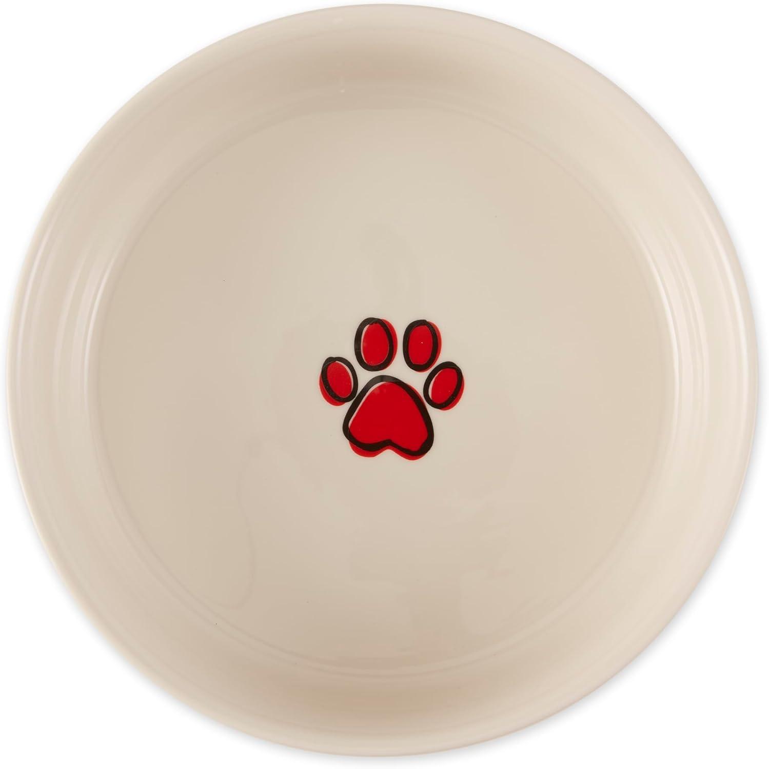imageBone Dry Ceramic Food ampamp Water Bowls for Pets NonSlip for Secure Less Messy Feeding Microwave ampamp Dishwasher Safe Single Dish Large 75x24quot Red White ampamp BlueEatDrink