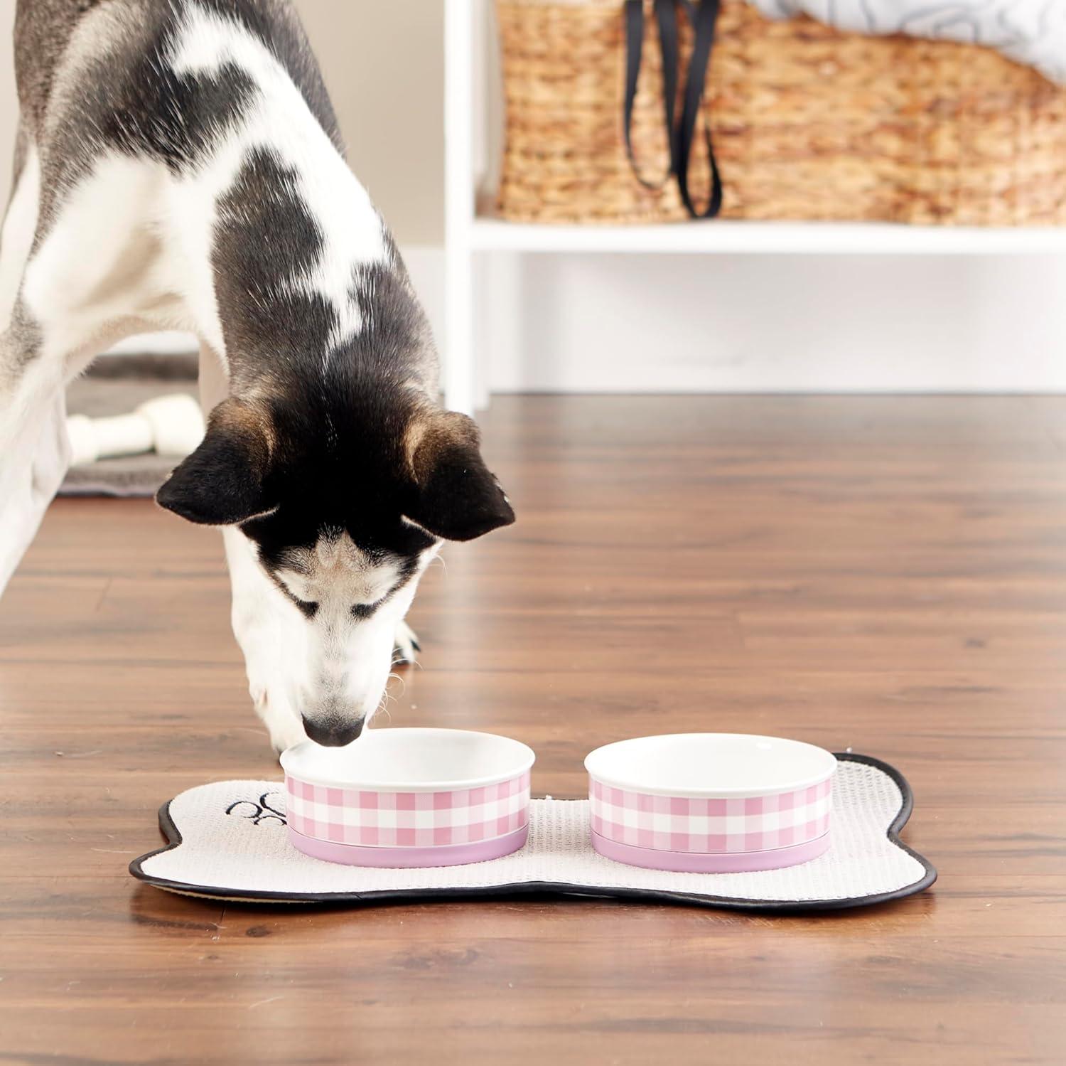 imageBone Dry Ceramic Food ampamp Water Bowls for Pets NonSlip for Secure Less Messy Feeding Microwave ampamp Dishwasher Safe Single Dish Large 75x24quot Red White ampamp BluePansy Petite Check