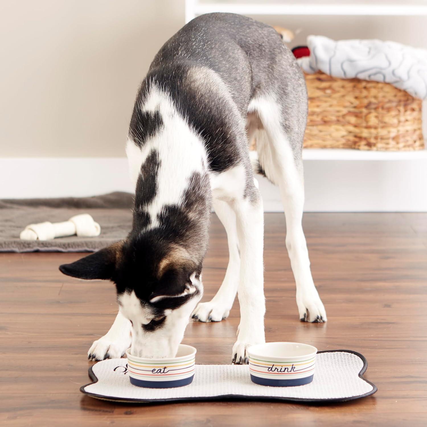imageBone Dry Ceramic Food ampamp Water Bowls for Pets NonSlip for Secure Less Messy Feeding Microwave ampamp Dishwasher Safe Single Dish Large 75x24quot Red White ampamp BlueEatDrink