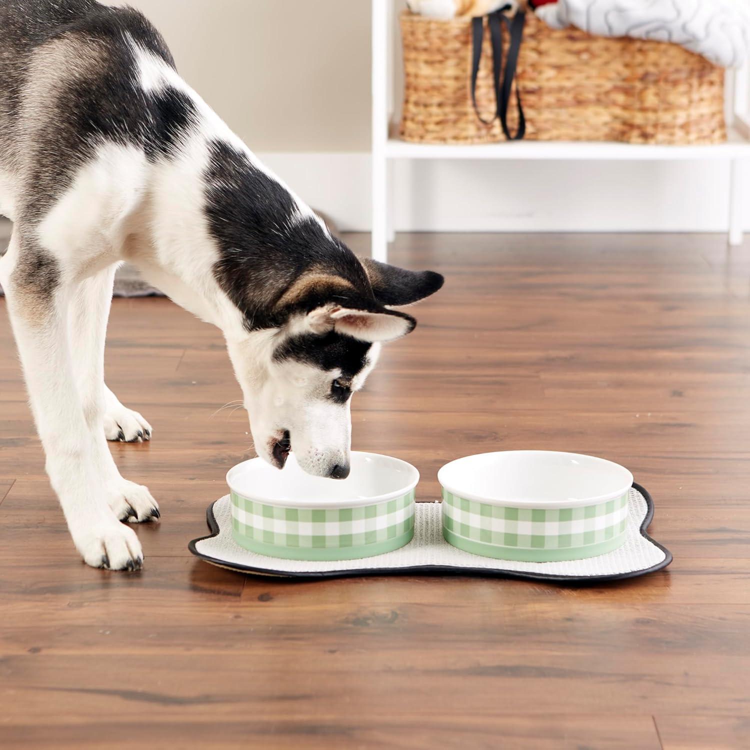 imageBone Dry Ceramic Food ampamp Water Bowls for Pets NonSlip for Secure Less Messy Feeding Microwave ampamp Dishwasher Safe Single Dish Large 75x24quot Red White ampamp BlueDesert Sage Petite Check