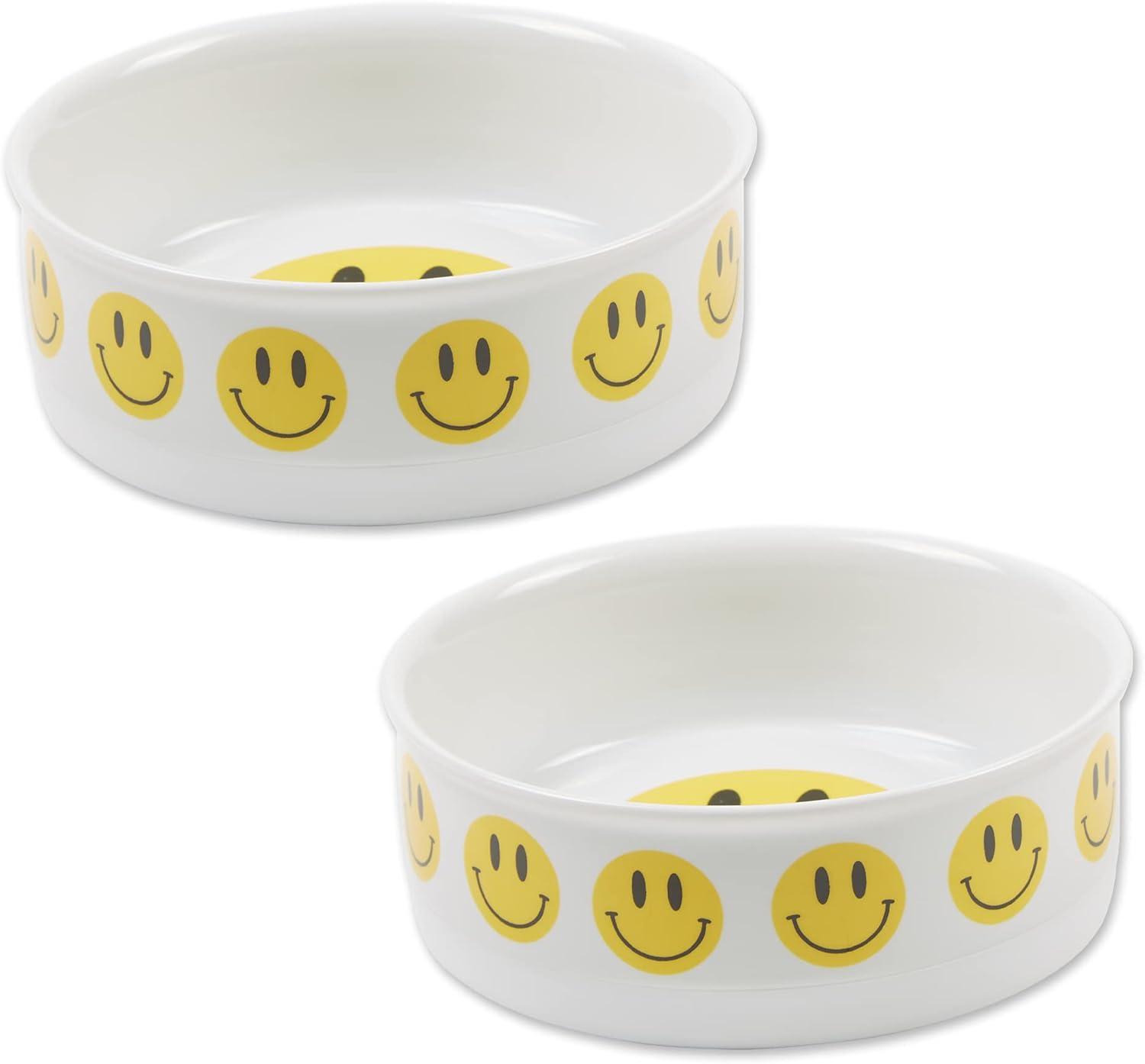 imageBone Dry Ceramic Food ampamp Water Bowls for Pets NonSlip for Secure Less Messy Feeding Microwave ampamp Dishwasher Safe Single Dish Large 75x24quot Red White ampamp BlueSmiley Face