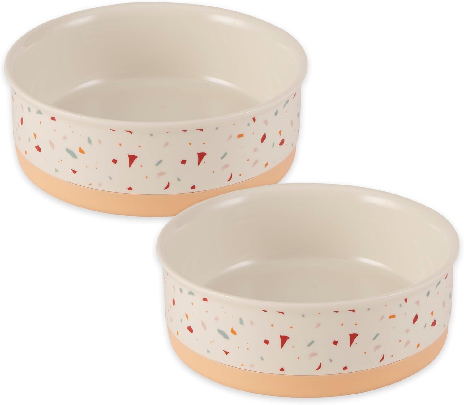imageBone Dry Ceramic Food ampamp Water Bowls for Pets NonSlip for Secure Less Messy Feeding Microwave ampamp Dishwasher Safe Single Dish Large 75x24quot Red White ampamp BlueTerrazzo
