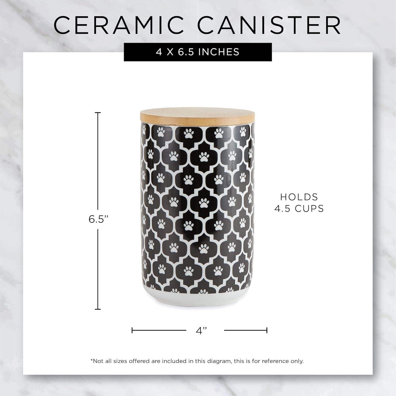 imageBone Dry Ceramic Marble Treat Jar for Pets Dishwasher Safe Dishwasher Safe Bamboo Lid  Push ampamp Twist to Close Canister 4x65 WhiteTeal