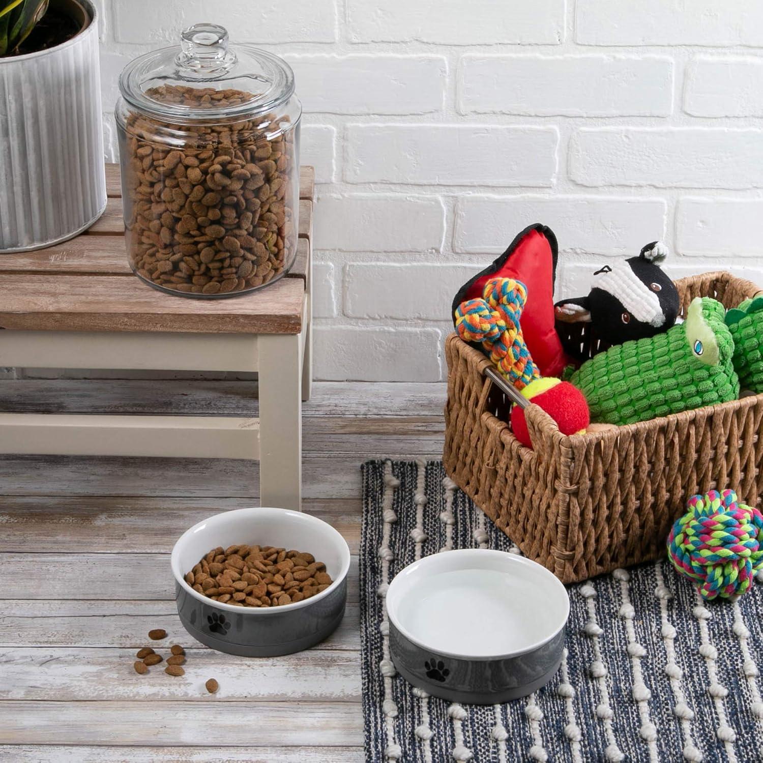 imageBone Dry Ceramic Pet Bowls Microwave ampamp Dishwasher Safe NonSlip Bottom for Secure Feeding with Less Mess Medium Bowl Set 6x2 GrayBlack 2 Count