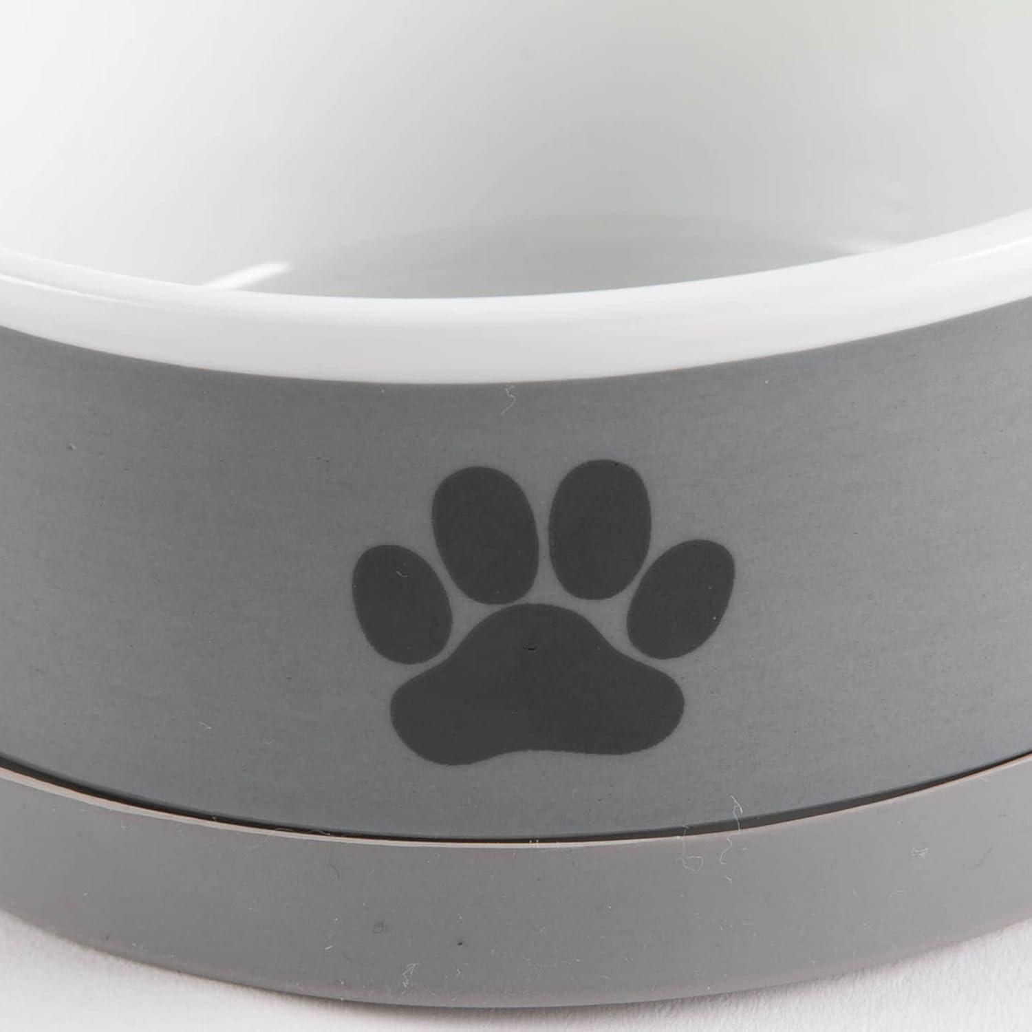 imageBone Dry Ceramic Pet Bowls Microwave ampamp Dishwasher Safe NonSlip Bottom for Secure Feeding with Less Mess Medium Bowl Set 6x2 GrayBlack 2 Count