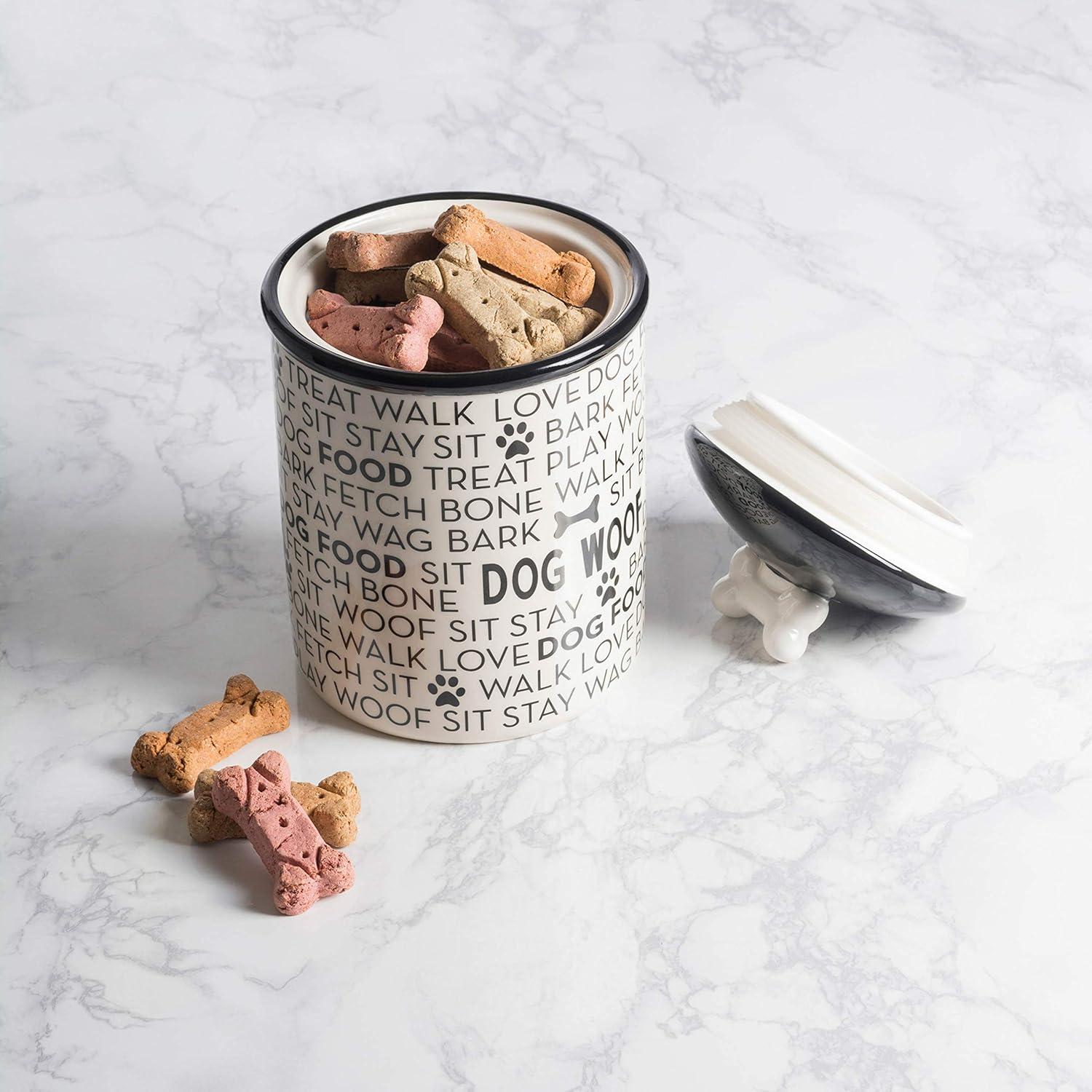 imageBone Dry Dog Bone Ceramic Pet Bowl ampamp Canister Canister 55x55x825 BlackWhiteBlackWhite