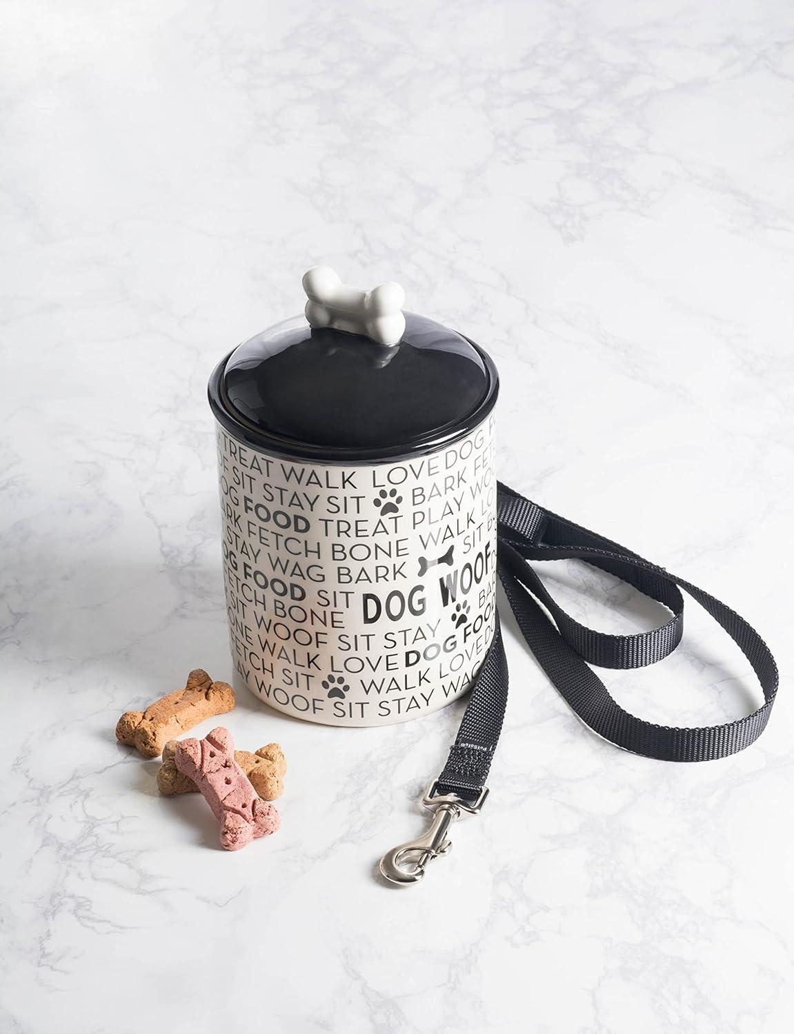imageBone Dry Dog Bone Ceramic Pet Bowl ampamp Canister Canister 55x55x825 BlackWhiteBlackWhite