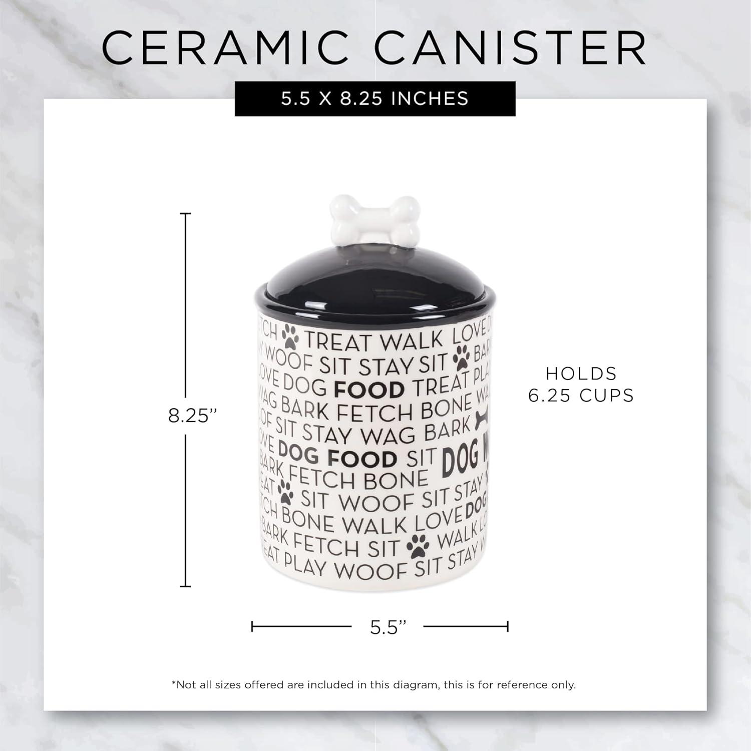 imageBone Dry Dog Bone Ceramic Pet Bowl ampamp Canister Canister 55x55x825 BlackWhiteBlackWhite