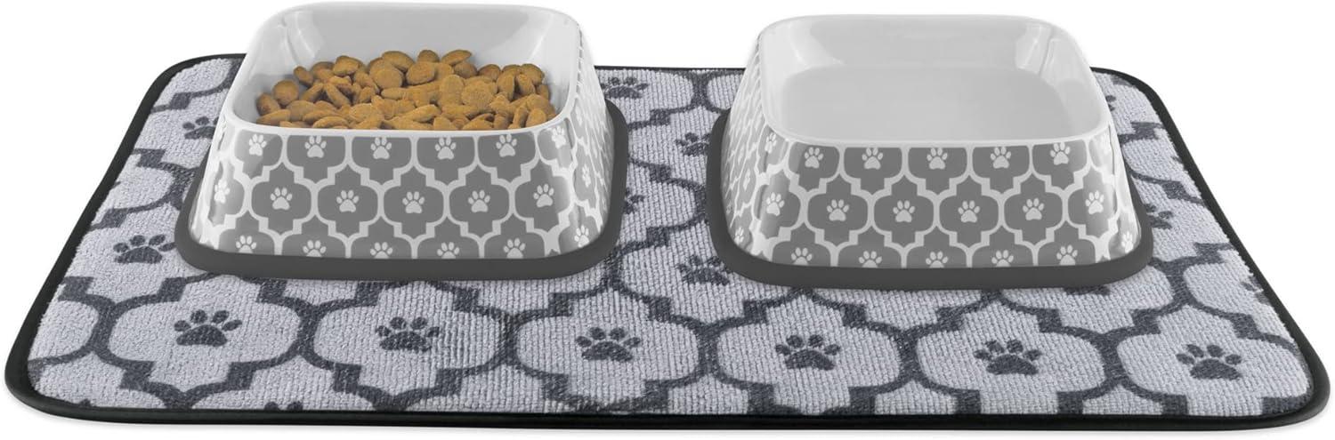 imageBone Dry Lattice Collection Pet Bowl ampamp Canister Large Set 75x24quot Nautical Blue 2 PieceGray