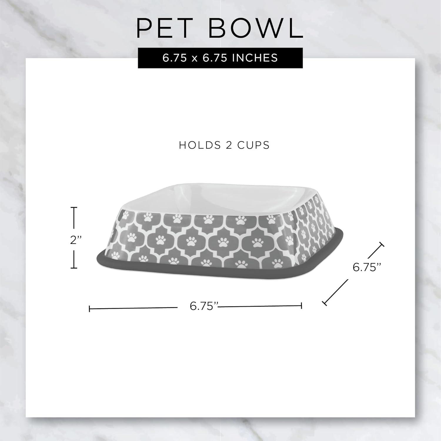 imageBone Dry Lattice Collection Pet Bowl ampamp Canister Large Set 75x24quot Nautical Blue 2 PieceGray