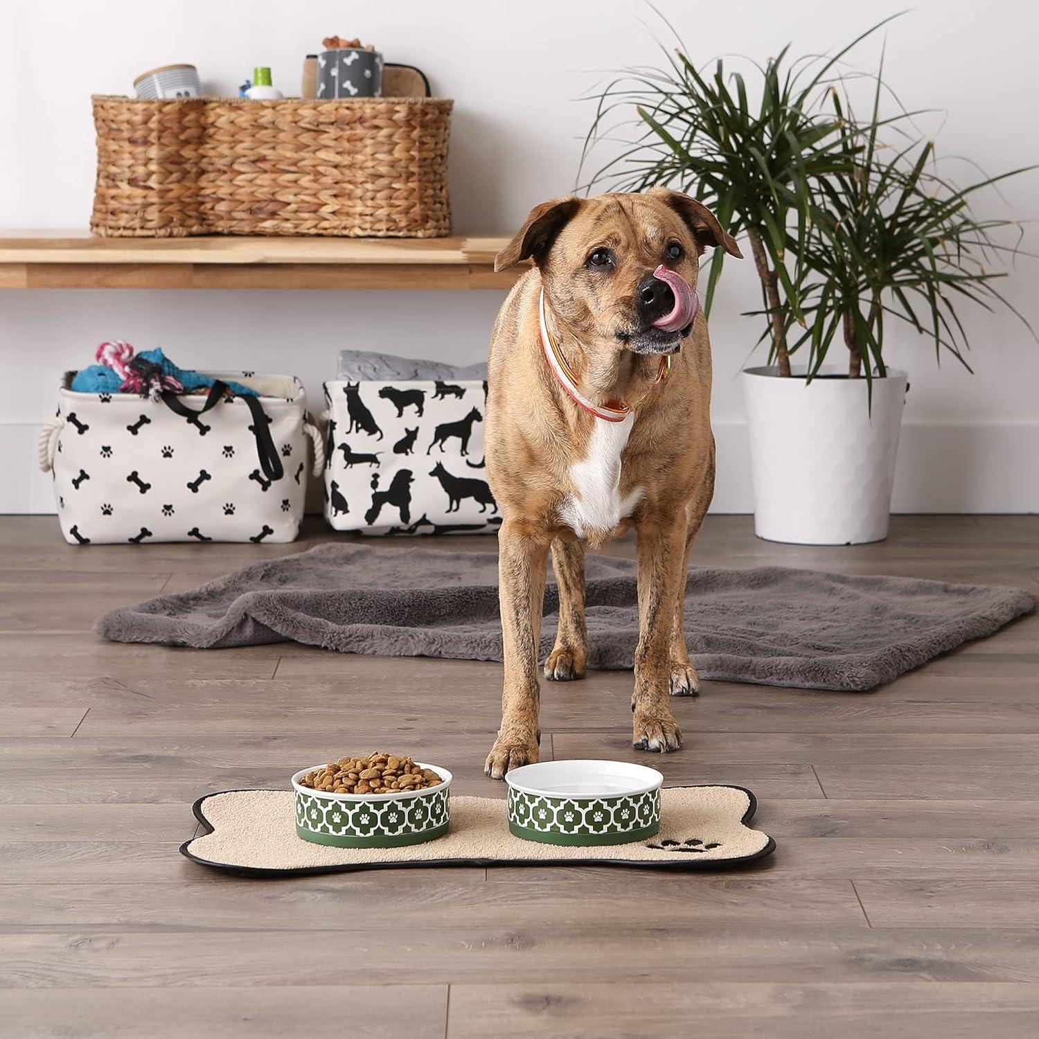 imageBone Dry Lattice Collection Pet Bowl ampamp Canister Large Set 75x24quot Nautical Blue 2 PieceHunter Green