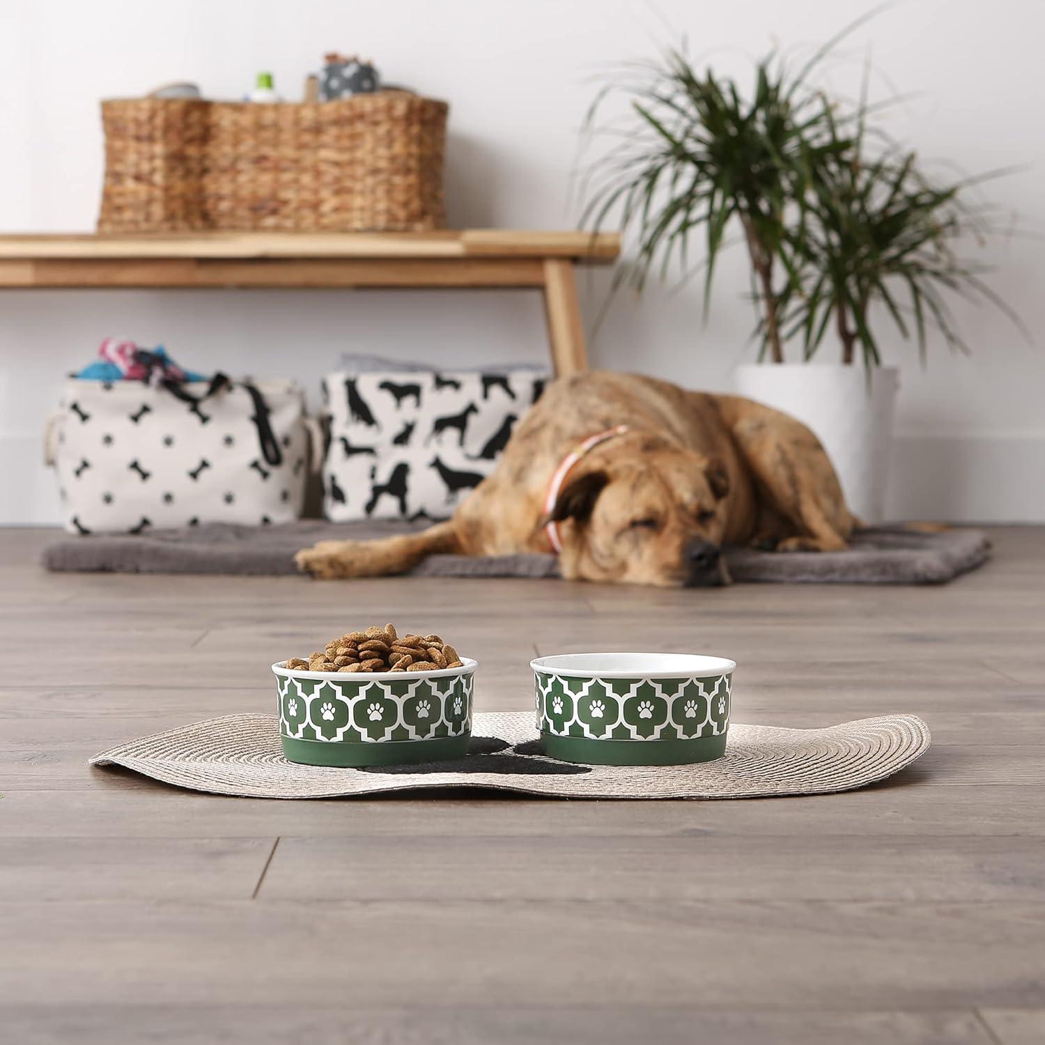 imageBone Dry Lattice Collection Pet Bowl ampamp Canister Large Set 75x24quot Nautical Blue 2 PieceHunter Green