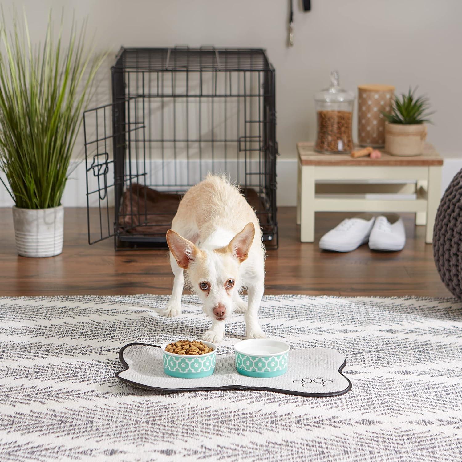 imageBone Dry Lattice Collection Pet Bowl ampamp Canister Single Dish Large 75x24quot Nautical BlueAqua