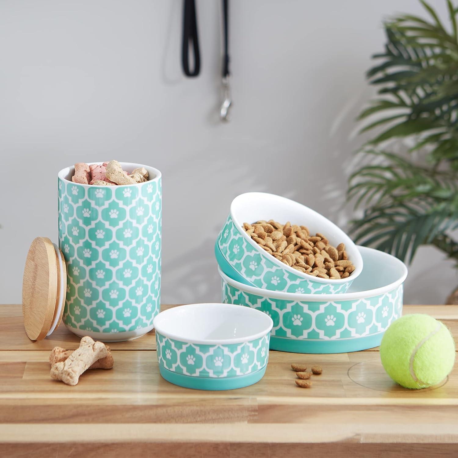 imageBone Dry Lattice Collection Pet Bowl ampamp Canister Single Dish Large 75x24quot Nautical BlueAqua