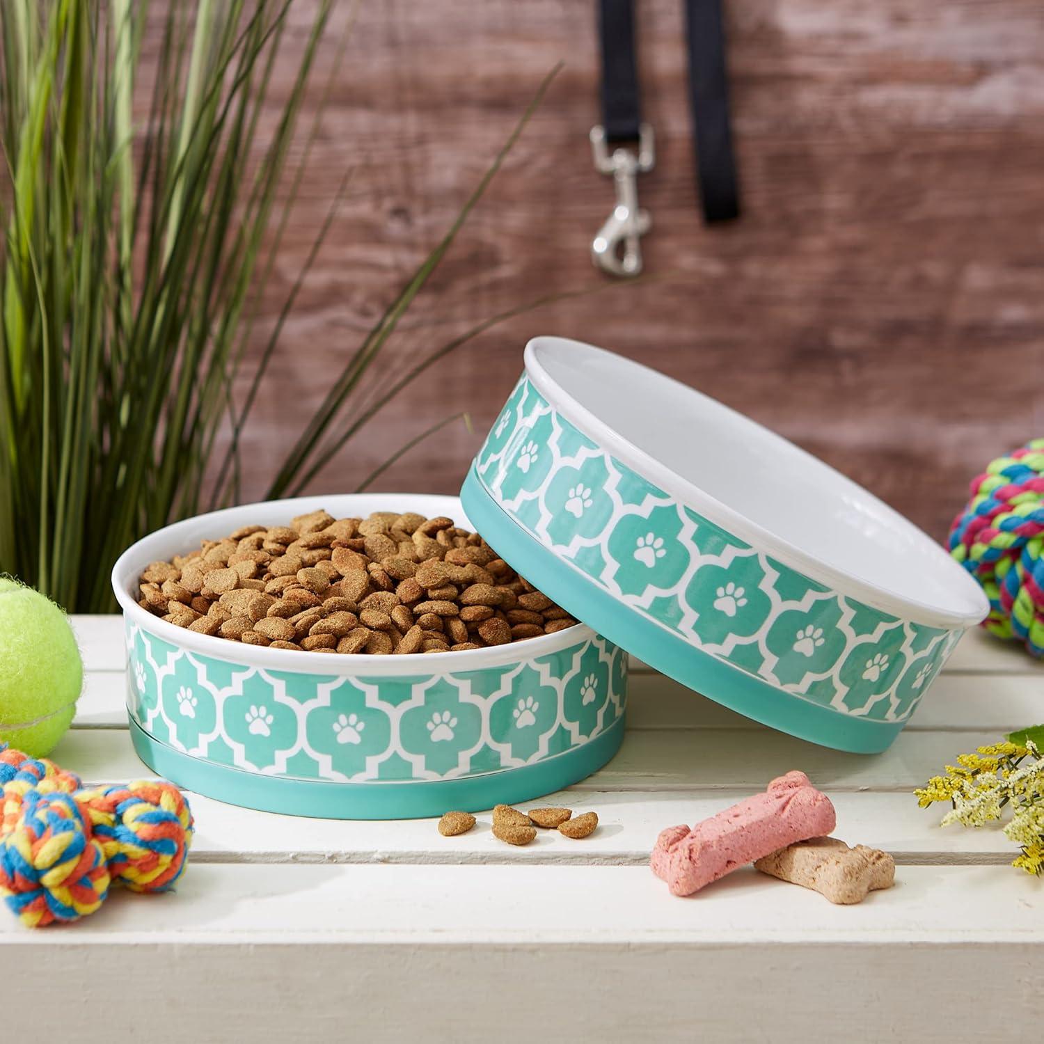 imageBone Dry Lattice Collection Pet Bowl ampamp Canister Single Dish Large 75x24quot Nautical BlueAqua