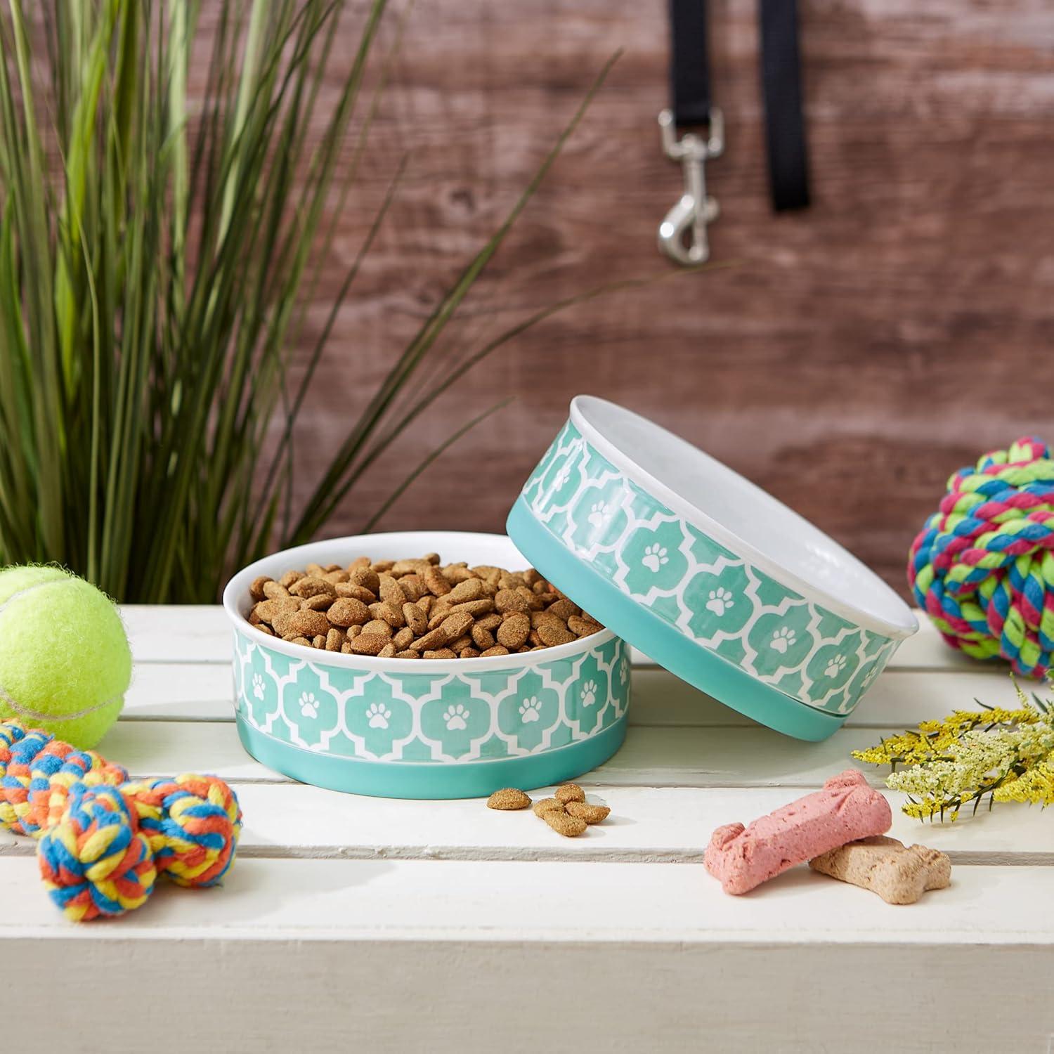 imageBone Dry Lattice Collection Pet Bowl ampamp Canister Single Dish Large 75x24quot Nautical BlueAqua