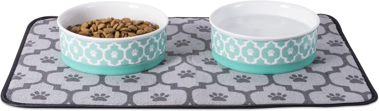 imageBone Dry Lattice Collection Pet Bowl ampamp Canister Single Dish Large 75x24quot Nautical BlueAqua