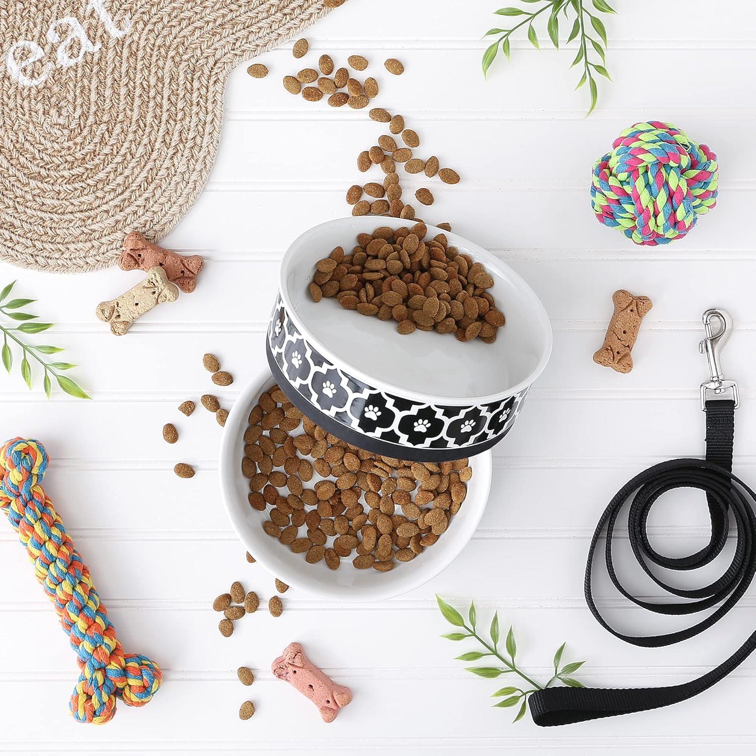 imageBone Dry Lattice Collection Pet Bowl ampamp Canister Single Dish Large 75x24quot Nautical BlueBlack