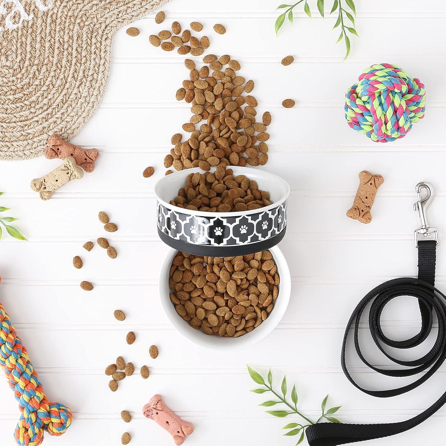 imageBone Dry Lattice Collection Pet Bowl ampamp Canister Single Dish Large 75x24quot Nautical BlueBlack
