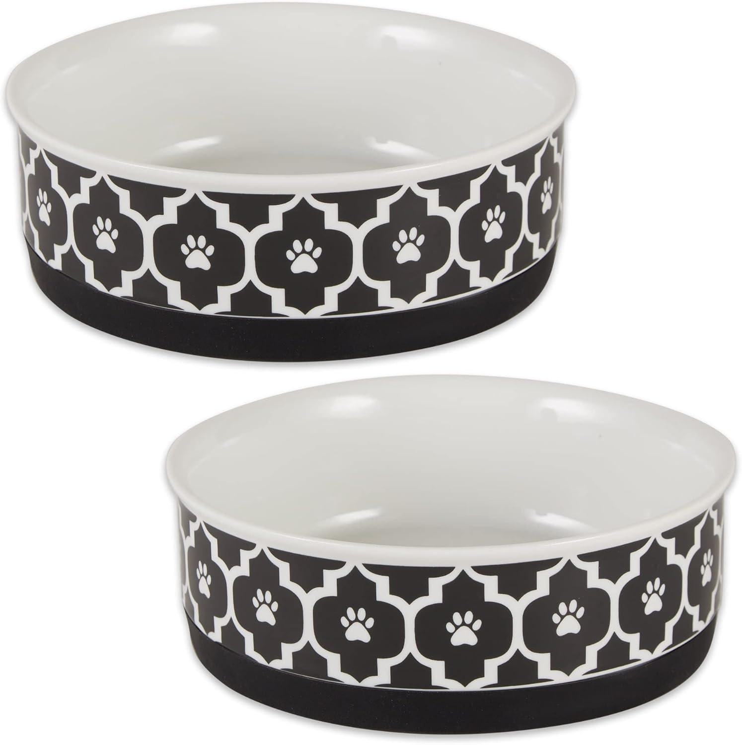 imageBone Dry Lattice Collection Pet Bowl ampamp Canister Single Dish Large 75x24quot Nautical BlueBlack