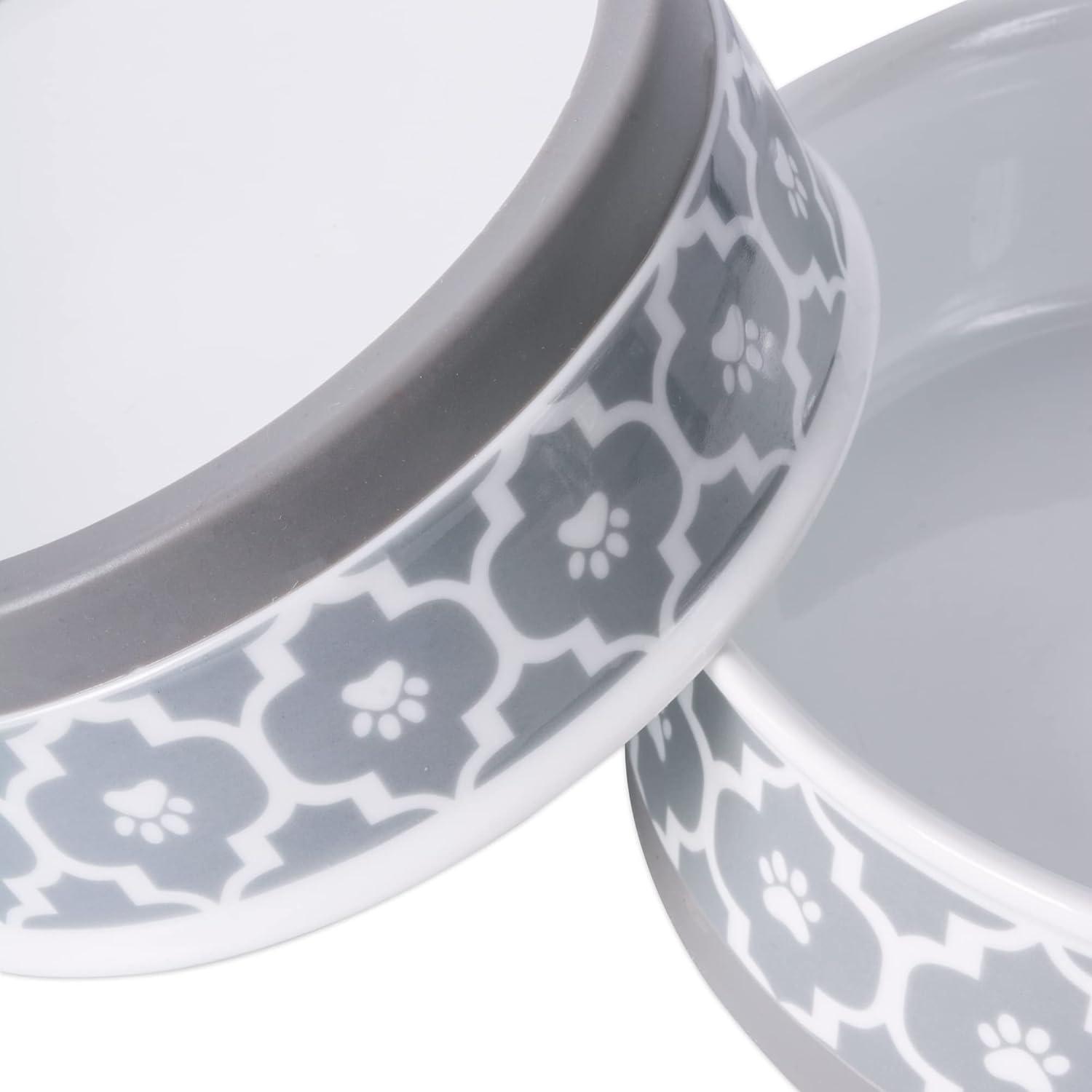 imageBone Dry Lattice Collection Pet Bowl ampamp Canister Single Dish Large 75x24quot Nautical BlueGray
