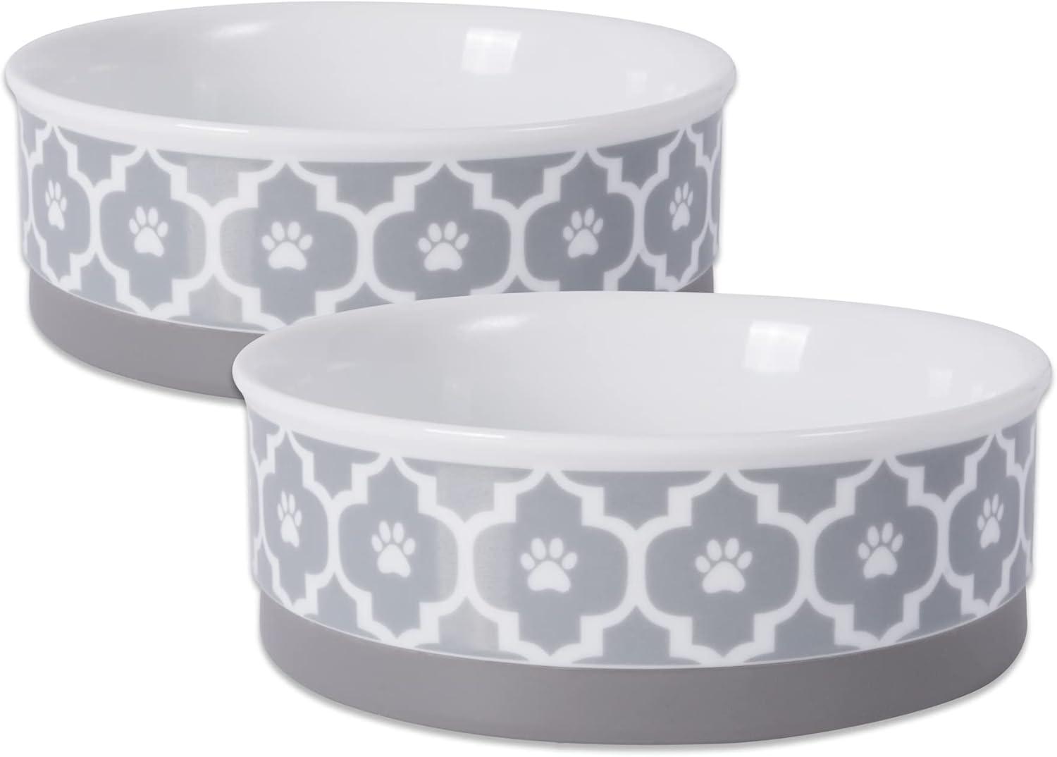 imageBone Dry Lattice Collection Pet Bowl ampamp Canister Single Dish Large 75x24quot Nautical BlueGray