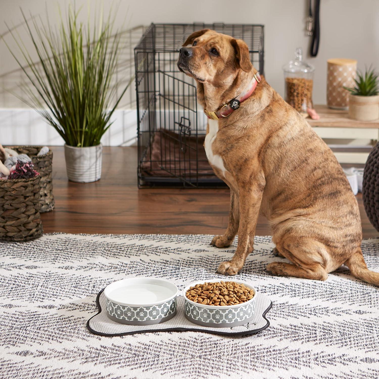 imageBone Dry Lattice Collection Pet Bowl ampamp Canister Single Dish Large 75x24quot Nautical BlueGray