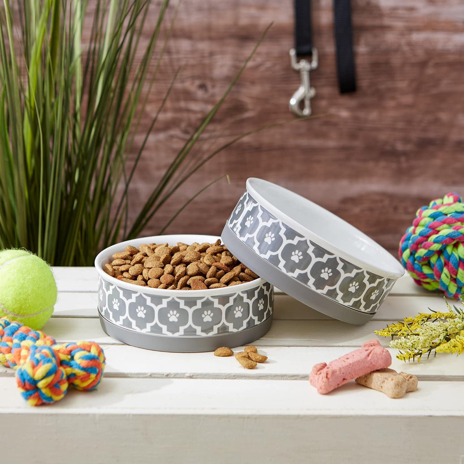 imageBone Dry Lattice Collection Pet Bowl ampamp Canister Single Dish Large 75x24quot Nautical BlueGray
