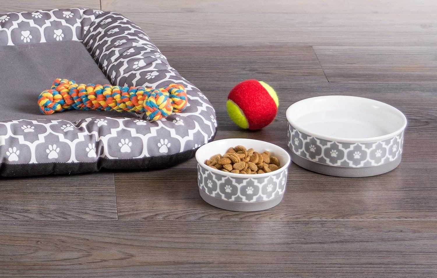 imageBone Dry Lattice Collection Pet Bowl ampamp Canister Single Dish Large 75x24quot Nautical BlueGray