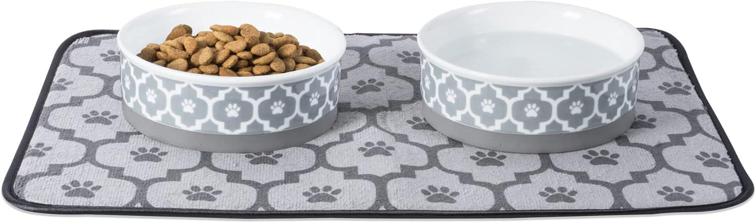 imageBone Dry Lattice Collection Pet Bowl ampamp Canister Single Dish Large 75x24quot Nautical BlueGray