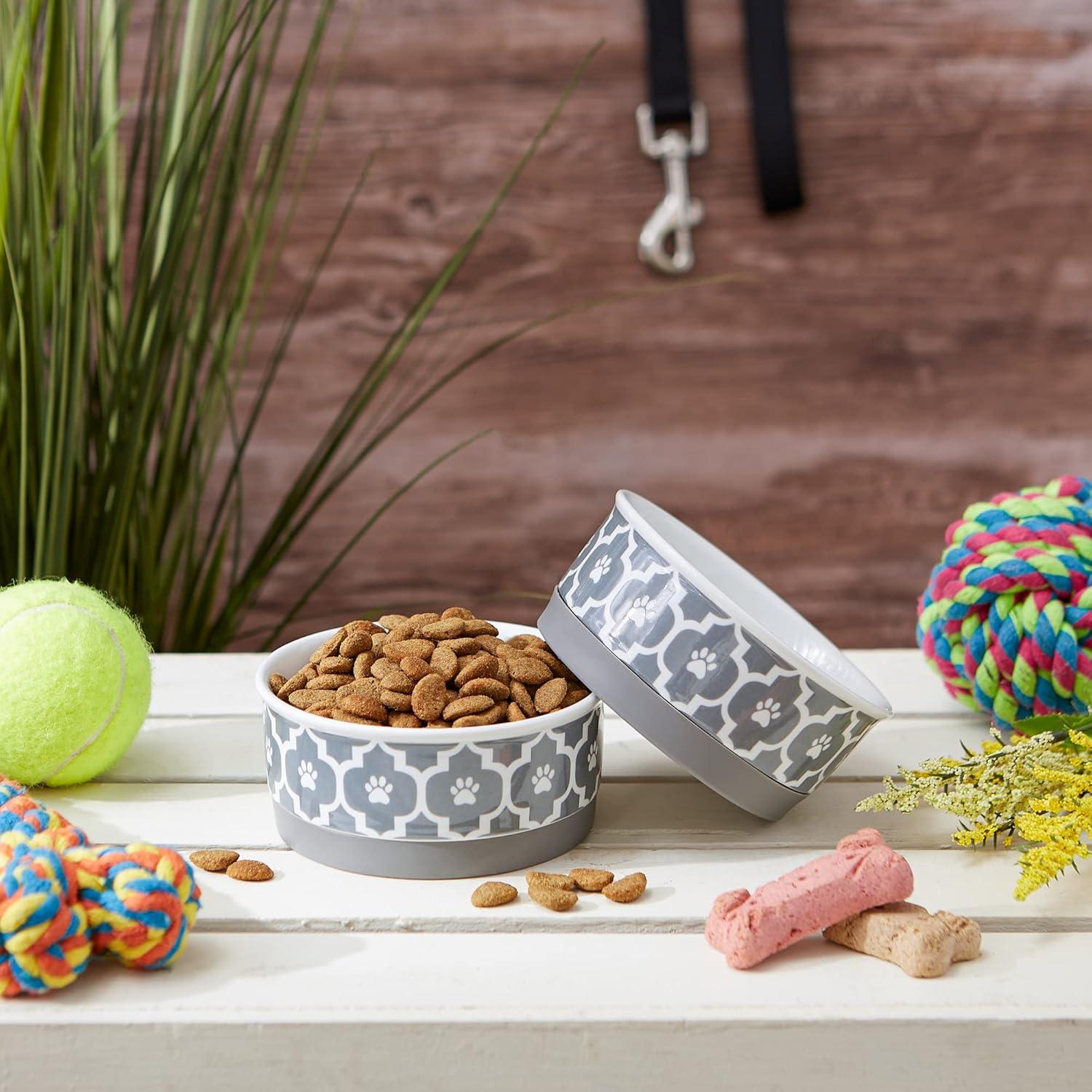 imageBone Dry Lattice Collection Pet Bowl ampamp Canister Single Dish Large 75x24quot Nautical BlueGray