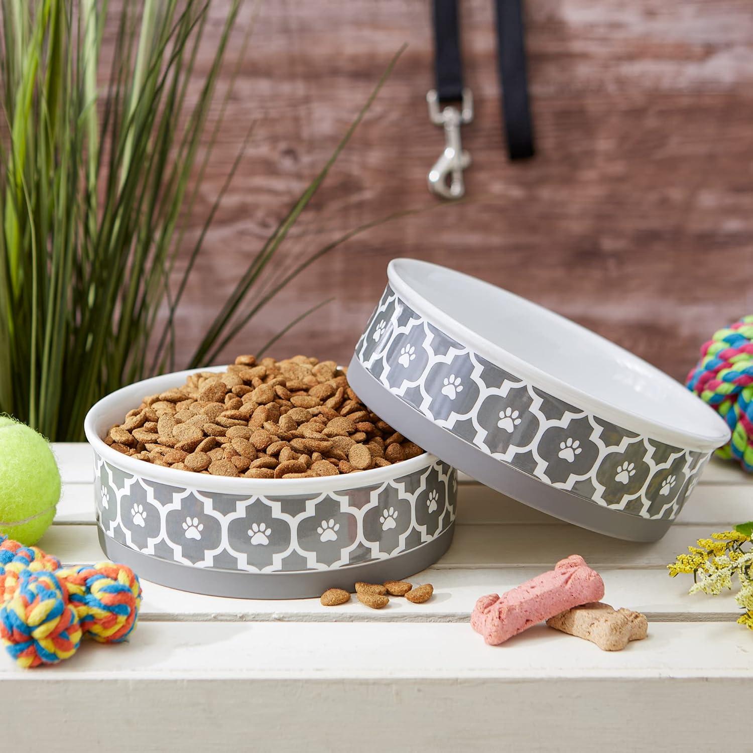 imageBone Dry Lattice Collection Pet Bowl ampamp Canister Single Dish Large 75x24quot Nautical BlueGray