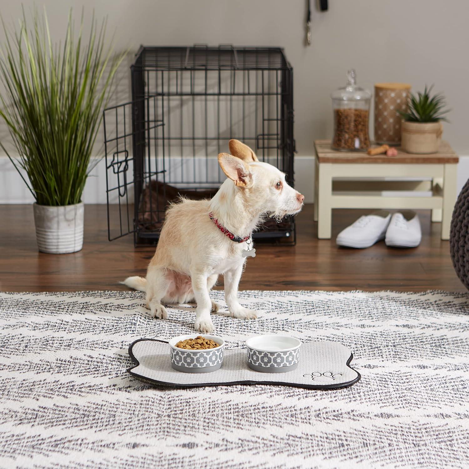 imageBone Dry Lattice Collection Pet Bowl ampamp Canister Single Dish Large 75x24quot Nautical BlueGray