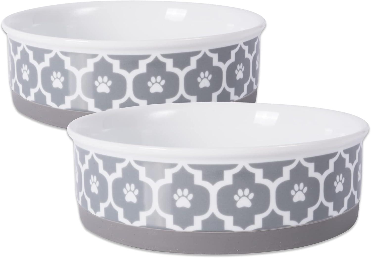 imageBone Dry Lattice Collection Pet Bowl ampamp Canister Single Dish Large 75x24quot Nautical BlueGray