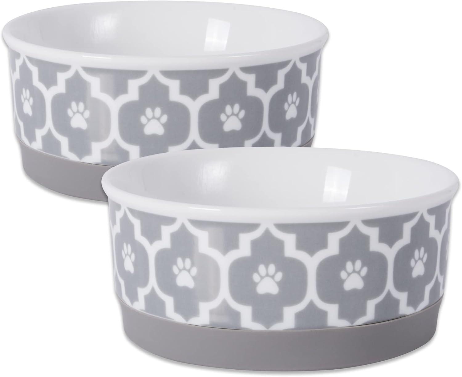 imageBone Dry Lattice Collection Pet Bowl ampamp Canister Single Dish Large 75x24quot Nautical BlueGray